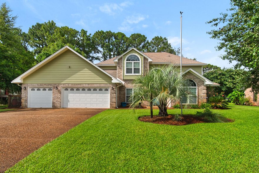 Discover this exceptional 4-bedroom, 2.5-bathroom POOL home nestled in the exclusive gated community of Southwind, within the highly sought-after Bluewater Bay. From the moment you enter, you're greeted by soaring ceilings, durable LVP flooring, and a striking custom wood fireplace mantle that stretches to the ceiling--showcasing the craftsmanship and attention to detail found throughout the home.The heart of the home is a spacious, well-appointed kitchen featuring a large center island, oak cabinetry, double ovens, built-in desk, and ample countertop and storage space. A sunny breakfast nook flows seamlessly to the covered patio and screened-in pool--perfect for entertaining indoors and out. The formal dining room offers a generous space for holidays and special events. Working from home?! You'll love the dedicated, executive office with custom cabinetry, ideal for productivity and organization. The first-floor primary suite is a serene retreat, complete with a sitting area, walk-in closet, and private patio accessideal for morning coffee or birdwatching. The en suite bath features a jetted tub, double vanities, separate shower, water closet, and linen storage for a spa-like experience.

Upstairs, three additional bedrooms are connected by a Jack-and-Jill bath, and each includes its own spacious closet. PLUS a secret room perfect for movie nights or relaxing on the custom sofa bed! 
The oversized 3.5-car garage is equipped with epoxy flooring and a top-of-the-line FlowWall storage systemoffering modular, customizable organization with slat wall panels, hooks, shelves, and cabinetry. A separate storage room adds even more flexibility for hobbies or outdoor yard equipment.

Outdoor living shines here with a screened-in pool, open patio, and lush, manicured lawn serviced by a lawn pump and well irrigation system.

Additional Features Include:

Lifetime warranty windows (WindowWorld)

Newly renovated laundry room

Secret Movie/Hangout Room 

Fresh interior and exterior paint

Pre-drilled, custom cut plywood covering for hurricane protection for every window 

Auto hurricane shutters located on the two windows that flank either side of the fireplace 

Short walk or bike ride to golf, tennis, marina, pools, and more

Located just minutes from Eglin AFB and the white-sand beaches of Destin, this home offers a rare blend of luxury, comfort, and lifestyle. Schedule your private tour today and experience all that this incredible home has to offer!