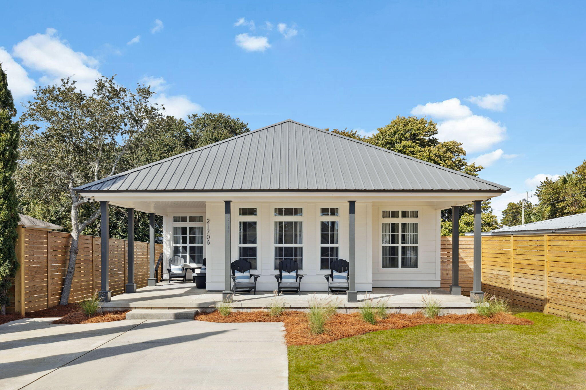 Welcome to your dream coastal retreat! This beautifully updated 3-bedroom, 2-bathroom home embodies modern coastal elegance with high-end finishes throughout. From the moment you step inside, you'll notice the attention to detail and thoughtful design, creating a light and airy atmosphere perfect for beachside living.This home boasts a stunning chef's kitchen featuring a showstopping waterfall island, panel front appliances, a high-end Liebherr fridge, and an induction cooktop. All cabinetry throughout the home is brand new, offering both style and functionality. The bathrooms are equally impressive, with sleek quartz countertops and designer finishes. Built-in bunks provide additional sleeping space, making this home ideal for families and guests. Located in a golf-cart, and rental friendly community, you are a quick stroll or ride to wide open Public Beach Access, you'll enjoy easy access to the sugar-white sands and turquoise waters that make the emerald coast so special. Plus, you're only a short drive from the popular Pier Park, offering a wide variety of shopping, dining, and entertainment options. The renowned restaurants and charming boutiques of scenic 30A are also within easy reach, making this location truly unbeatable. Whether you're looking for a primary residence, vacation getaway, or an income-producing rental property, this home offers incredible potential.
The spacious lot features two inviting porches where you can relax and enjoy the coastal breeze. With plenty of room to add a private pool, the outdoor possibilities are endless. Additional highlights include a brand-new roof and the fact that this home has had only one owner and has never been lived in or rented. As an added bonus, this home is being sold with furnishings and all contents!
Don't miss this exceptional opportunity to own a slice of paradise in one of the most sought-after areas of Panama City Beach. Schedule your private showing today!