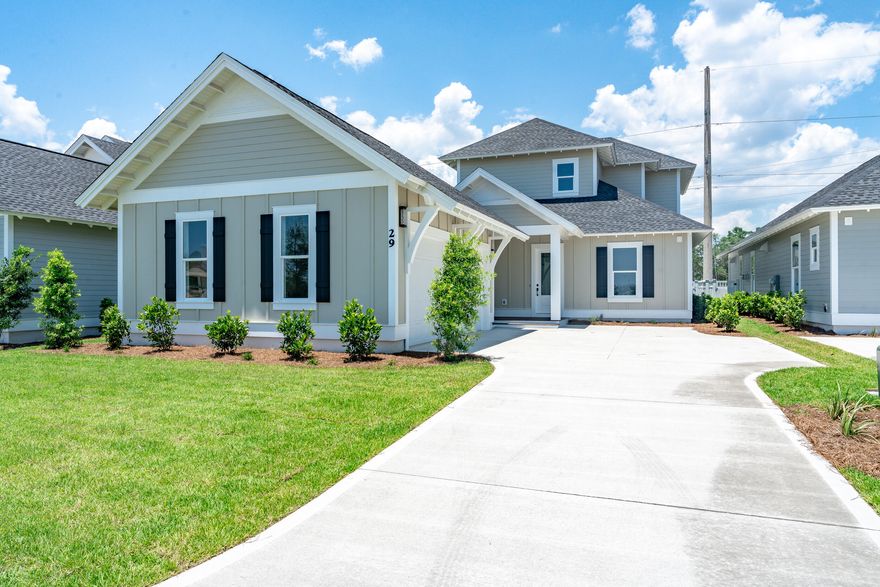 MOVE-IN READY!! Welcome to the brand new Royal Fern plan from Boswell Builders, nestled in the coveted Watersound Origins neighborhood, Powell Landing East. **Seller offering $5,000 closing cost credit - ask WSO community sales specialist for details. This new 2-story home design features 4 bedrooms, 4.5 bathrooms, and a fully equipped outdoor living space with a private pool + spa and outdoor kitchen. The main living space features a grand, open-concept great room with a living room fireplace and a stunning kitchen featuring wood cabinetry, quartz countertops, and stainless steel appliances (36'' gas range, vent hood, microwave drawer + more). This home also features 10' ceilings throughout, luxury vinyl plank floors + tile in bathrooms, wood closet shelving, crown molding in main living areas and primary bed + bath, and 8' interior doors. 

The spacious primary suite is on the first floor, featuring a massive walk-in closet, double vanity, tiled walk-in shower, and freestanding bathtub. The second bedroom is also located on the first floor, with bedrooms 3 and 4 on the second floor, along with 2 full bathrooms, and multi-purpose loft space that could be a media room. Step outside onto the screened porch where you'll find a luxurious summer kitchen with weatherproof nature cast resin cabinets, quartz countertop, and 34" Coyote gas grill with vent hood. This home also includes a pool + spa package for maximizing your outdoor Watersound Origins lifestyle. 
The Watersound Origins community is one of South Walton's most coveted neighborhoods for its exceptional amenities, beautiful new homes, and prime location. Amenities include the Village Commons pool & fitness center, sports courts including tennis and pickle ball, miles of nature trails, dock access to Lake Powell, unlimited golf, and lots of green space for outdoor play. The all new Watersound Town Center brings a new level of excitement and convenience to the community with a Publix Super Market, delicious restaurants, healthcare facilities, and more right at the entrance to the neighborhood! *Pricing for inventory homes include lot premiums and may include optional upgrades. Added options/upgrades and pricing are subject to change. 