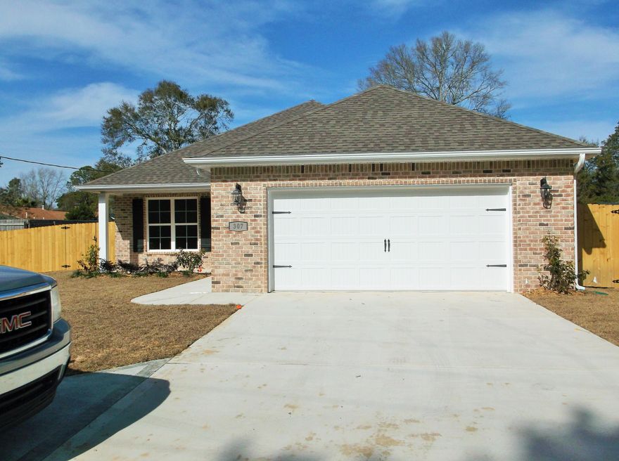 Brick home with good sized yard, plenty of room for a pool.  4 bedroom plan so can use one for an office.  Kitchen has Granite countertops and spacious breakfast Bar open to Living Rm/Dining Area.  Rear covered patio.  The Primary bedroom offers 9ft ceilings & a beautiful on-suite bath w/marble garden tub and separate shower and double granite vanity.  Wood plank tile, carpeting in bedrooms.  Buyer to verify any & all areas of importance.