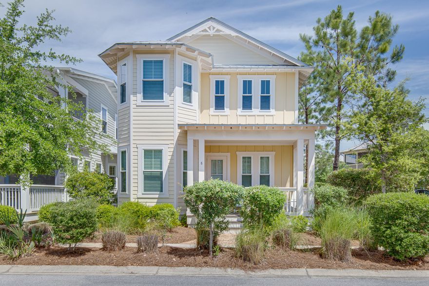 Back on the market!  Welcome to this charming cottage just minutes from the beach, Watercolor & Seaside. This corner homesite is close to community pool and a quick bike ride will take you to the beach or to neighboring Publix! THIS IS THE LOWEST PRICED HOME AVAILABLE IN NATUREWALK. Being sold as is & rental ready.  As you walk into the welcoming covered porch you will feel like your tucked away beneath the mature landscaping but also so close to it all. Walking into the home you will notice how light and welcoming it is.This Beachscape floor plan offers a soaring high ceiling in living room and open kitchen/ dining area. Kitchen features gas stove, granite countertops, white wood shaker cabinets, and fully stocked for immediate usage. Solid, pine floors throughout the whole house in a beautiful finish to compliment the finishes in the house. Wood shiplap walls on 1st floor giving that perfect Beachy feel.  1st floor master suite is well laid out with spa bath with big window overlooking park behind the home. Upstairs you will find a loft with pull out couch. Off of loft is super cute bunk room with barn door and set of twin bunks.  There's also another suite upstairs with porch overlooking the park behind the home. Home is alley loaded and includes golf cart barn- keeping all the bikes, golf carts, and beach toys behind the house. Pavered parking behind the home for 2 cars with nearby overflow parking.   CDD bond is paid off on this home= LOWER TAXES. 

Come check it out today! NatureWalk at Seagrove has become the premier place to be close to Seaside, Watercolor and the sugar white beaches of 30A. The amenity rich Gathering Place has all you need to enjoy the day with family and friends- with a heated lap pool, hot tubs, zero-entry pool, fire pits, grills, and much more! Seaside, Watercolor and 30A are all a bike ride away from the community. Beach access trail from the neighborhood is an easy route off the roads, just under a mile. Trail from community to neighboring Publix and restaurants make getting around a breeze. The Longleaf trail in Point Washington has easy access from community for miles of trails through our beautiful Florida nature. 
