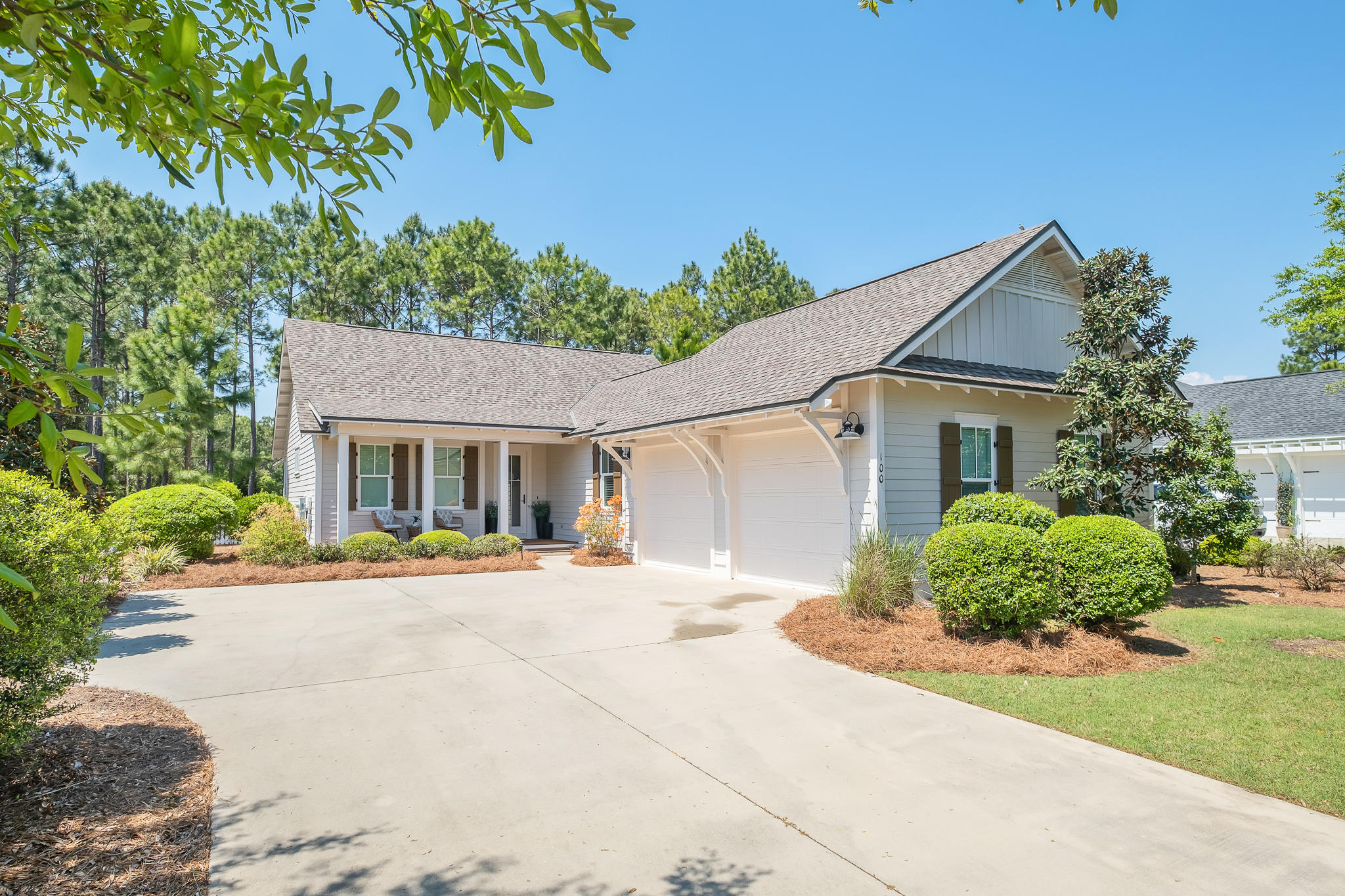 Incredible opportunity in Watersound Origins. The well-thought-through floor plan showcases an open-concept living space, 4 bedrooms and 4 bathrooms! The great room boasts a stunning chef's kitchen with gas range, large island and stainless steel appliances. Features of the property include designer finishes, luxury fixtures, a two car garage, large screened posterior porch and a spacious back yard. The rear of the property borders the community greens offering the ultimate privacy. The Watersound Origins community offers an expansive amenities package including the Village Commons pool & fitness center; sports courts; miles of nature trails; dock access to Lake Powell; unlimited golf and much more. A new amenity expansion is planned to add a second family pool, playground, splash pad