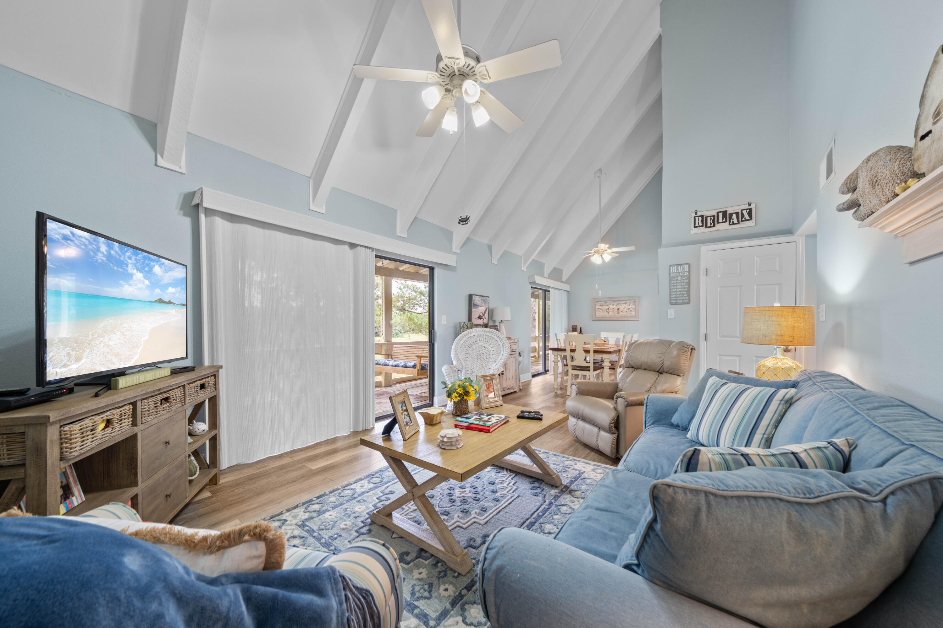 RARE OPPORTUNITY FOR INCREDIBLE GOLF COURSE / LAKE VIEWS AND A SHORT WALK TO THE BEACH!  This unit has been totally remodeled and is move in ready/turnkey. This must-see spacious 2 Bedroom/2 Full Bath, top-floor condo showcases vaulted ceilings and spectacular views! Extensively updated with all new Luxury Vinyl Plank flooring throughout the entire unit, new Kitchen, and new Bathroom updates!  The Master Bathroom totally updated with tile shower is a must see.  Fully furnished and rental-ready. Great Balcony views! The setting is so tranquil and serene, and you are just a few steps from the large free-form sparkling swimming pool. Easy walk to the Beach with the white sands and emerald green waters of South Walton!