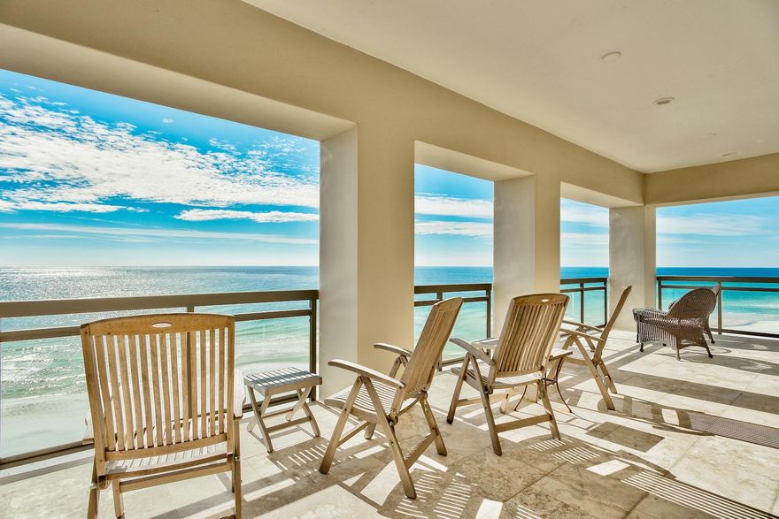 Gulf views abound from this gulf front, penthouse condo in the heart of Old Seagrove. Recently updated and renovated, this top floor four-bedroom, five-bathroom condo with private pool cabana and private garage is for sale. A coded, secure elevator takes you to your private foyer in to your residence. Only three residences make up the entire building. The renovated kitchen has Wolfe appliances, new countertops and cabinets. The open living, dining and kitchen are ideal for entertaining or family get togethers with views of the Gulf. A bonus area is conveniently located off the dining room with barn doors for added privacy making the perfect office, entertainment room, fitness room, or 5th bedroom. The gulf-front master bedroom has spectacular views and access to the gulf front balcony.
