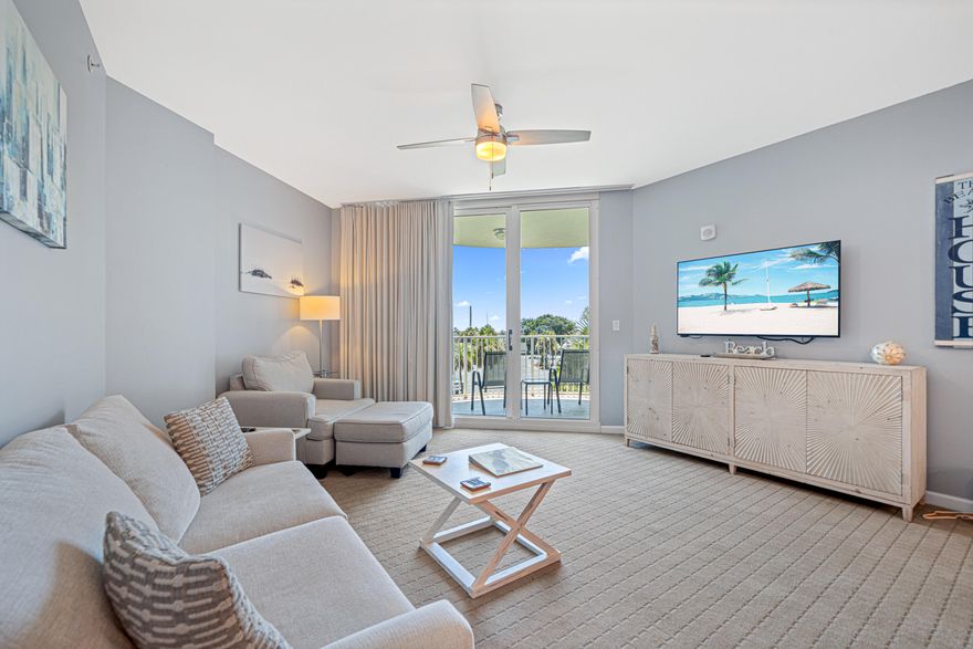 Flooring allowance $5k with acceptable offer!Welcome to your next investment property or coastal home at The Palms of Destin. Bookings were $23,307 iand YTD 2025 $24,393.This beautifully updated 2-bedroom, 2-bath condo is turnkey and ready for renters or a full-time resident. The owner has spared no detail getting this unit perfectly prepared, making it an ideal opportunity for immediate income or low-maintenance living. Big-ticket items have already been handled with a brand new HVAC, water heater, and washer/dryer combo in 2025. Additional updates include fresh paint throughout including kitchen cabinets, a new kitchen faucet, modern cabinet hardware, updated lighting, and a newer dishwasher that's only two years old. Thoughtfully decorated and fully furnished, this condo is ready t and all beach equipment will stay for future beachgoers to enjoy!
Destin is a true resort experience that draws tourists year-round. Enjoy the stunning lagoon-style pool with waterfalls and a splash fountain, grab a drink and bite to eat at the on-site restaurant and coffee shop, and stay active with a fully equipped fitness center. The community also offers pickleball, tennis and basketball courts, a playground, outdoor grilling area, and a seasonal shuttle to the beach. HOA fees include all utilities, even electricity.

Don't miss out on this stand out unit in one of Destin's most popular resort communities. Seller offering a $5,000.00 flooring allowance with acceptable offer! 