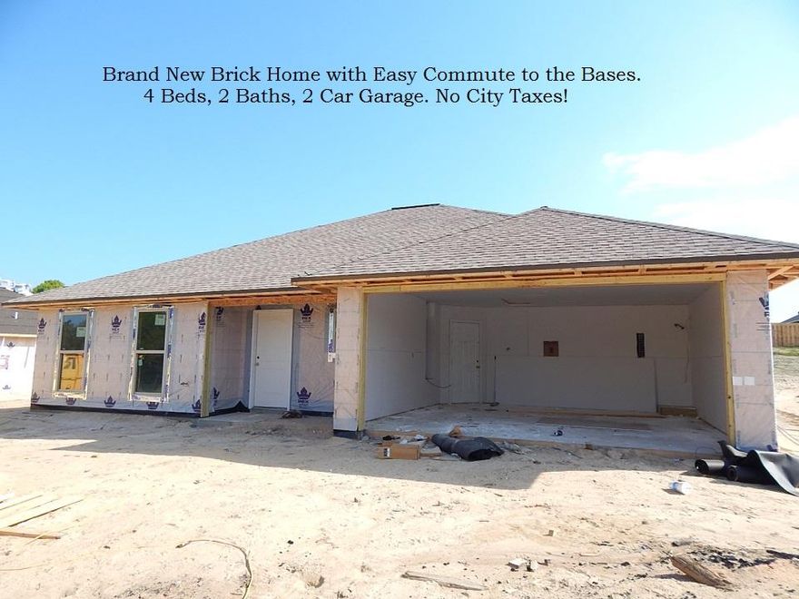 Easy commute to the Bases. Be the 1st to live in this 4 Bedroom, 2 Bath, 2 Car Garage BRICK Home! OPEN Floor Plan, with Spacious Living Room, Kitchen, & Dining Room. The Kitchen will have premium cabinets, beautiful counter tops, stainless smooth top stove, dishwasher, and microwave. The master includes a double vanity, private water closet, and walk in clothes closet. Indoor Laundry Room, Upgraded Maniblock Plumbing System & Low-E Vinyl Windows. The Energy Efficient Heat Pump comes with and Extended Warranty. Lee Farm Subdivision is just outside of the City Limits with NO City Taxes Plus a Community Playground. Don't wait this Brick home will not last long. The builder offers to pay most closing costs IF using a preferred lender and title agent, ask for details. This is a local Builder that oversees all aspects of the homes he builds. Buyer to verify schools & the Measurements were taken from the floor plan and the buyer should satisfy themselves as changes can occur during the construction process. The lot measurements were taken from the Okaloosa County Property Appraiser's website and/or plot plan/map.