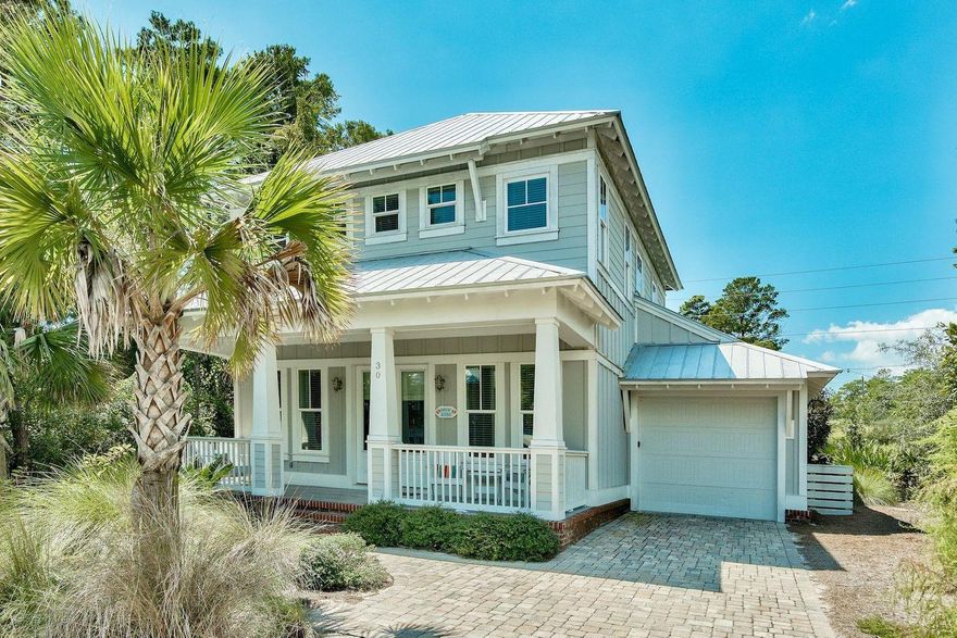 Custom built vacation home in Lakeside at Blue Mountain has four bedrooms plus an additional bunk room (5th bedroom), three and a half baths, and garage is being sold fully furnished. A local rental company projects $64,000 in yearly gross rental income. A wide, front porch greets you as you walk up to the home. Inside the open living room, dining area and kitchen are great for entertaining and get togethers. The first of two master suites is on the first floor, along with a screened in porch on the back of the house. Upstairs you will find another master suite, two additional bedrooms and a bunk room for plenty of space for family or vacationers. Lakeside at Blue Mountain has a community pool, clubhouse, and fitness room. The community is situated very close to a beach access