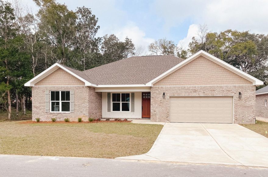Custom-crafted home boasting premium designer features and an elegant open-concept floor plan that makes the space feel even grander. Nestled in a brand-new subdivision with underground utilities, this home sits on a safe dead-end street, perfect for families, just 4 miles from Niceville and a short drive over the Mid-Bay Bridge to pristine sugar-white beaches. Plus, it's only a block from the boat ramp and Choctaw Bay. The gourmet kitchen shines with custom cabinetry, luxurious white quartz countertops, and everything a chef could desire. The luxurious master bathroom impresses with a spacious walk-in shower, private toilet, and expansive walk-in closet. Three of the four generously sized bedrooms offer ample space, each with its own walk-in closet.  Enjoy relaxing days on the covered front and back porches, perfect for unwinding.

