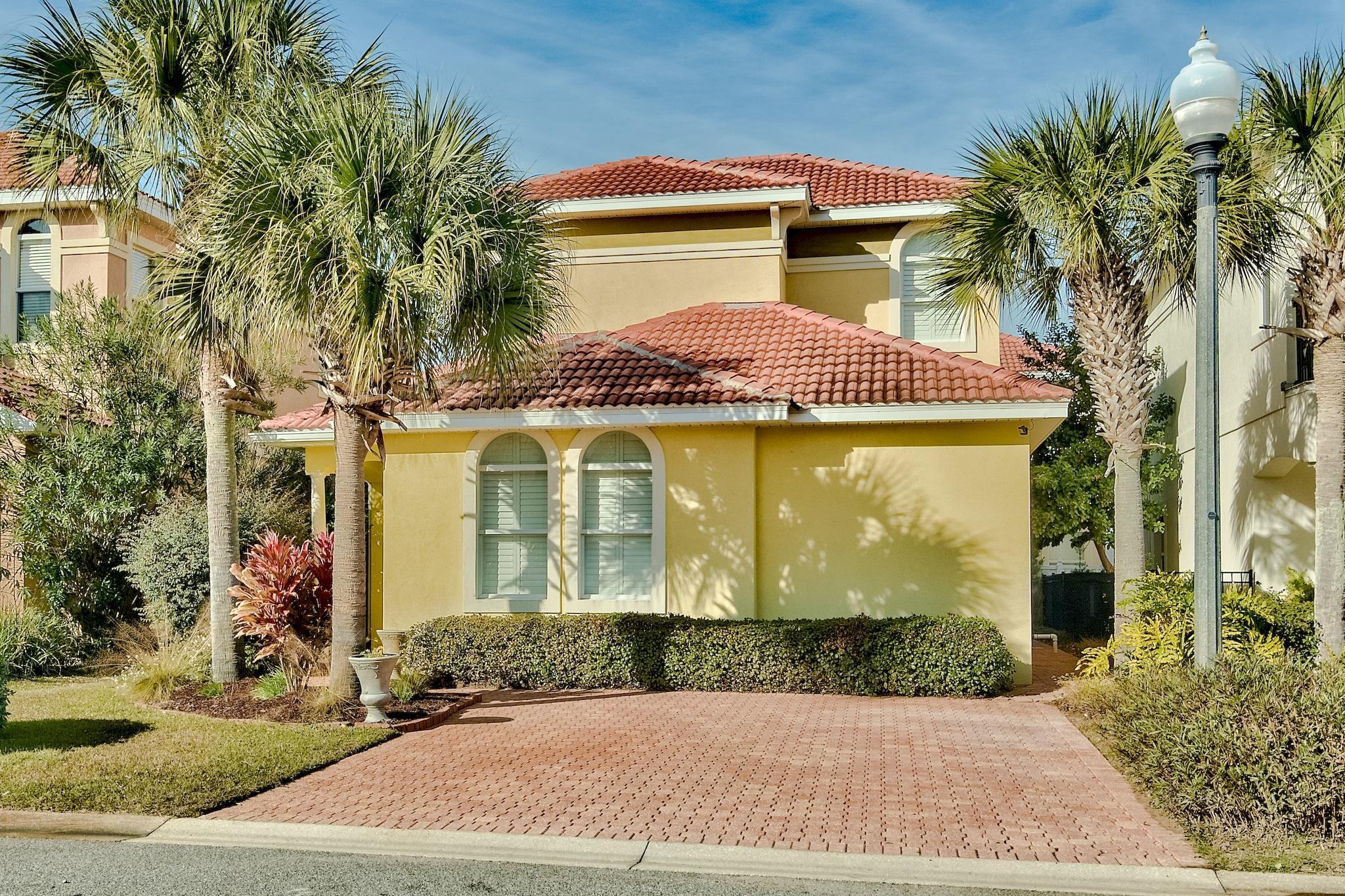 Move right in to this Beautifully Furnished Mediterranean Home meticulously maintained by it's owner. AND WITH UTILITIES INCLUDED!! (Please see list.) Flexible on lease dates..must be at least 7 months. Attention to detail throughout!! Don't miss this one. In a quaint gated community next to famous Regatta Bay Golf Club!! Short distance to GREAT shopping including Upscale DESTIN COMMONS!! 10 ft ceilings on first floor Balcony off back of home in addition to private patio for intimate evenings with friends and family. Make your memories here!!..Beach...approx 1.3 miles away. View pictures of what's near by for Recreation...the reason we all live here!! Then see pictures of the elegantly appointed home waiting for YOU!! Showings appointment only. Buyers to verify all info.