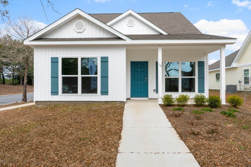 The Owl's Head community is conveniently located off of Highway 331 in Freeport.  We are only 8 miles to Interstate 10, and 16 miles to beautiful beaches and Highway 30 A.  We offer 6 floor plans, 3 and 4 bedrooms.  All homes have rear entry garages.  This community offers a community area with paved walking trails and a spring fed lake. | The Cary plan is a 2-story 4 bedroom, 3 bath home.  The primary is downstairs, and a second bedroom. There are 2 bedrooms and a bathroom upstairs.  The Cary floorplan offers a covered front and side patio.