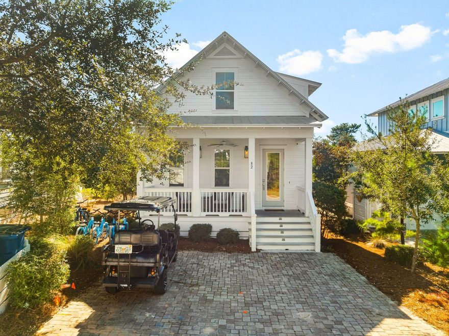Welcome to your dream beach cottage at 82 Gulfview Way, Santa Rosa Beach, FL. This modern, fully furnished gem offers a seamless blend of comfort and style, perfect for those seeking a serene coastal lifestyle. Spanning 1,735 square feet, this charming home features three spacious bedrooms and two and a half bathrooms, including a convenient primary bedroom on the first floor.Step inside to discover an open living space adorned with elegant wood floors throughout, creating a warm and inviting atmosphere. The heart of the home is the airy living area, ideal for entertaining or relaxing after a day at the beach. The upstairs hosts a unique Jack and Jill bathroom, providing privacy and functionality for family or guests. Enjoy the Florida sunshine on the expansive front porch, a perfect spot for morning coffee or evening gatherings. The generous 5,227-square-foot lot offers ample space for outdoor activities and the potential to add a pool, enhancing your private outdoor oasis.

This cottage is located in the highly sought after neighborhood of Highland Parks.   We a huge resort style pool which is heated year round as well as an outdoor kitchen, firepit, hot tub and 4 story tower to see sunset.   With its turn-key status, this home is ready for you to enjoy as a primary home, second home, and/or investment property.   Golf cart is included. Don't miss this opportunity to own a piece of paradise!
