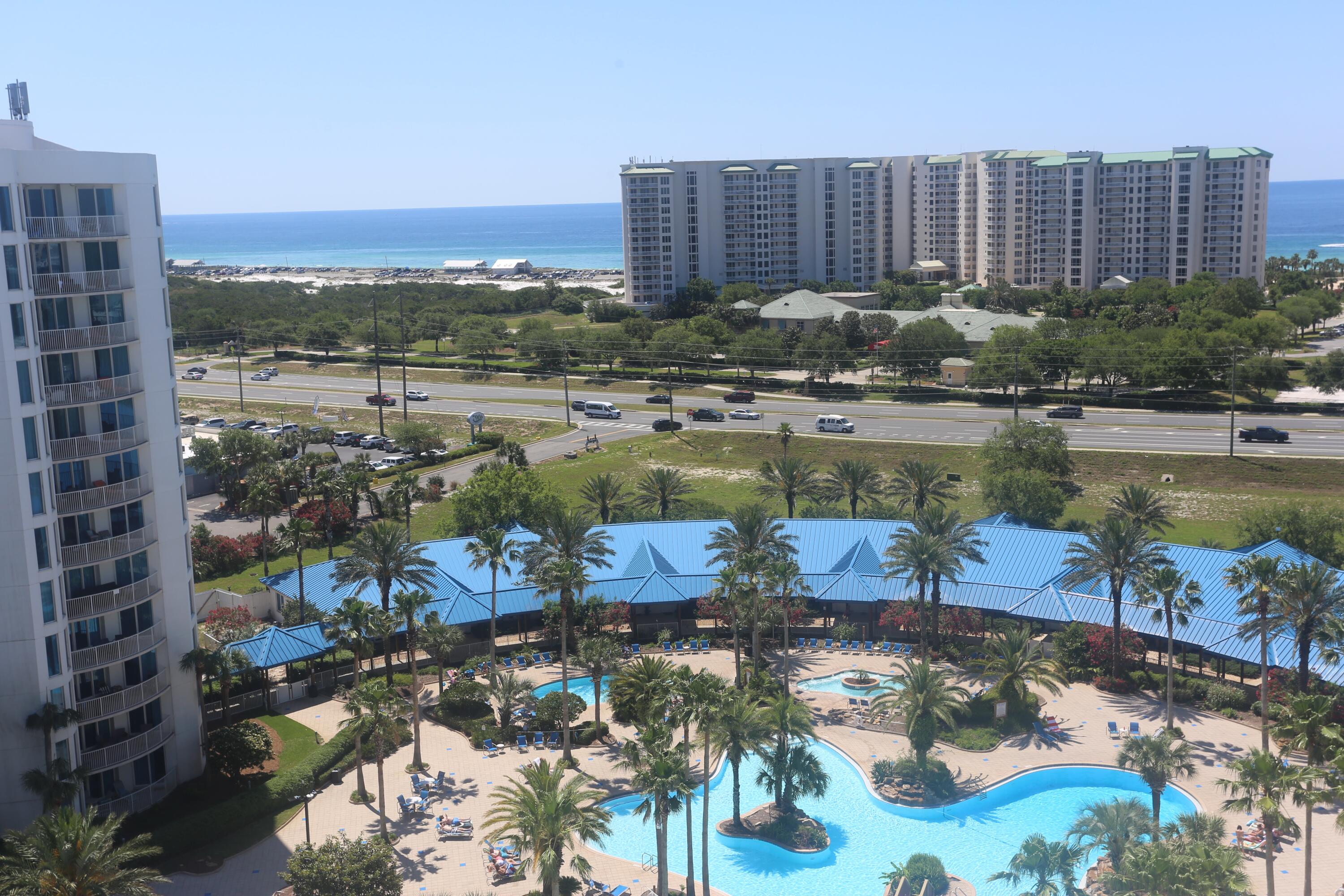One of a kind 12th floor unit with spectacular views of the Gulf of Mexico and the expansive pool deck! This unit has been upgraded with tile throughout and furnishings!  Unit has excellent rental history at $44,221.00.  AC is less than four years old and furniture in living area is new.  The Palms of Destin has pools, hot tubs, on sight dinning and rental management company, tennis courts, basketball, and a excellent fitness center.  Private parking garage allows for covered parking for you or your guest.  This unit is turn key ready for your next investment opportunity!