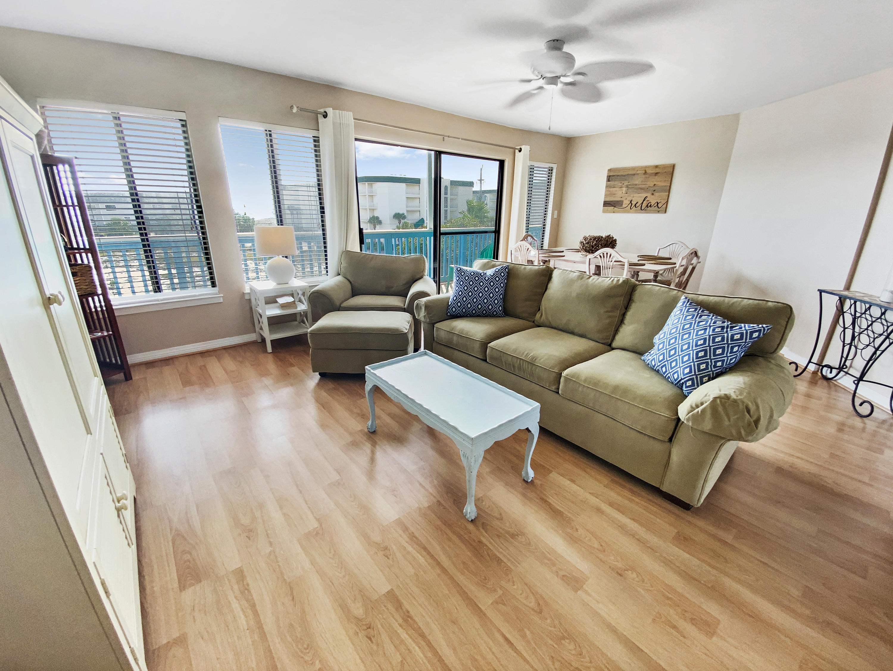 Beautiful 2 bedroom, 2 bath condo with Gulf views in Seagrove on 30A just steps to the beach access and the beautiful sugar sands of the Emerald Coast! The great room offers an open concept kitchen with plenty of storage and seating at the bar area. The large living area opens tothe large wrap around deck is perfect for enjoying endless summer nights or your morning coffee while watching the waves crash. The master bedroom offers a large ensuite and closet with private access to the balcony and views of the water. A guest bedroom and shared bath complete the space.