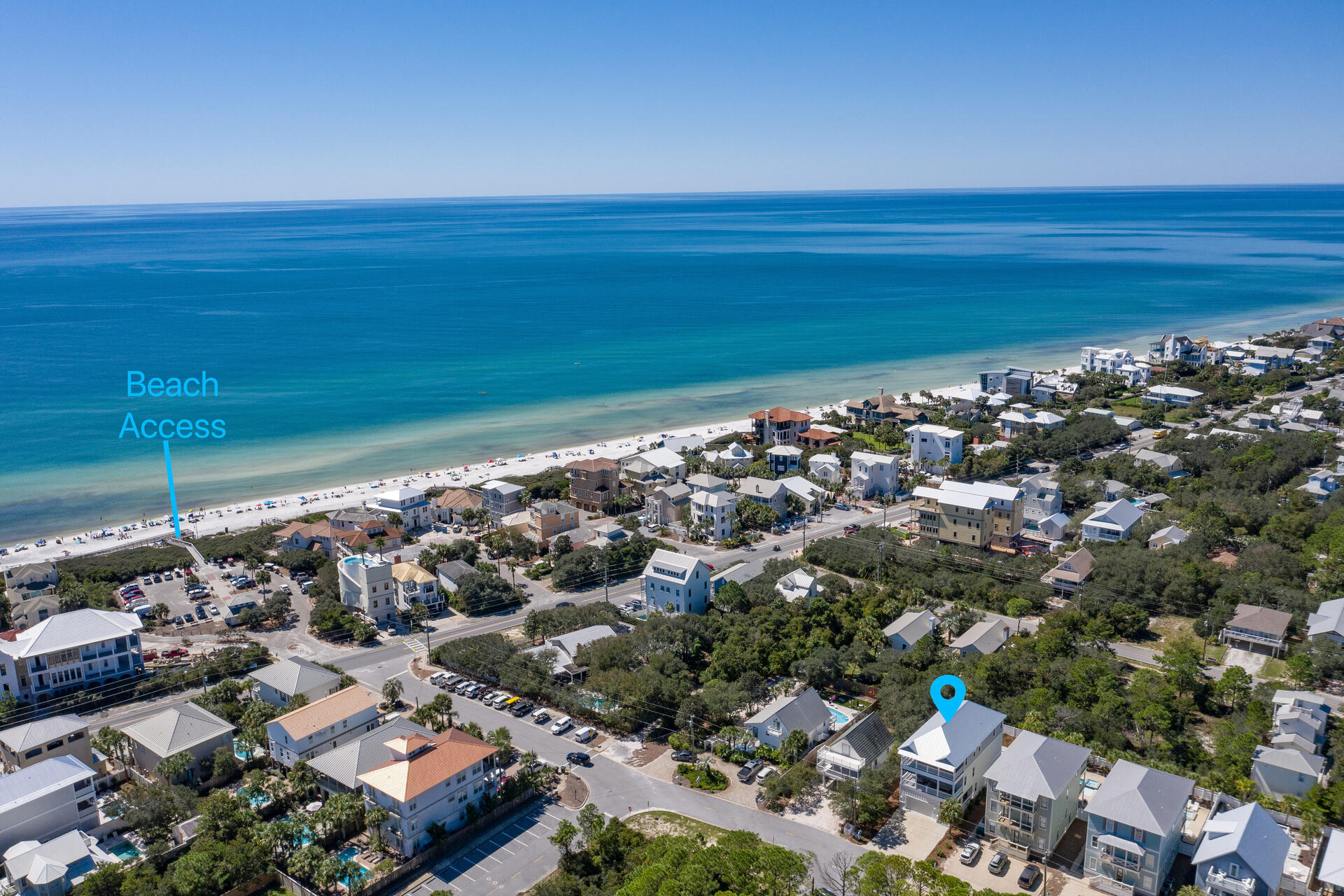 Drop-dead gorgeous 3-story, 5 BR, 5.5 BA, exquisitely appointed ''Florida Cottage'' is located just west of Seaside and a few lots north of 30A. Built in 2018 by Cogent Building Group, known for their commitment to excellence. The first floor has a private BR, 2 hallway bunks, full bath, laundry, 2-car garage and exit to the porch/pool area. Covered porch has built-in grill/hood and large seating areas. 2nd floor opens into a huge open space with immaculate chef's kitchen, breakfast bar/island, dining area, living room, and opens to the huge 2nd covered balcony. There's also a bedroom with full bath and separate powder room, and huge pantry. 3rd floor offers a majestic Master with unbelievable bath and huge walk-in closet, as well as 4th and 5th BR (5th is a dedicated 6-bed bunk room).