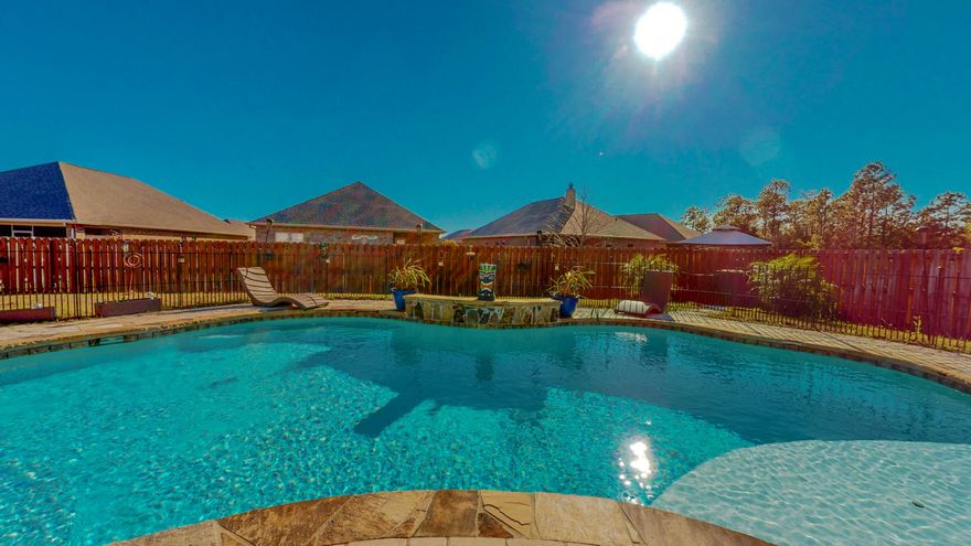 Your own private oasis. This gorgeous home  has a PRIVATE pool as the centerpiece. With a total of 4 bedrooms and 2.5 bathrooms in an open floorplan. The living room features a double trey ceiling to add detail and elegance to the room as it overlooks the beautiful pool.  Adjacent the kitchen features Samsung appliances including a double oven stove, microwave and dishwasher installed this year. The fridge is from 2017. With a large island, granite counters, and a new tile backsplash there is plenty of work and serving space. The Master bedroom is set off in its own private setting with a trey ceiling and enough room for several chairs for reading. The Master bathroom has a double sink vanity, soaking tub and separate tile shower. The gunite pool is 32 X 16 feet featuring sitting edges and