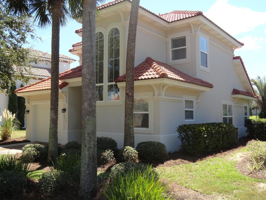 Owner just completed a total exterior renovation which included new hard coat stucco on the entire house, new exterior paint and trim, cleaned entire roof, landscaping, and replaced exterior door.
Mediterranean style home on the lake is located in a gated community of Calusa Bay in Destin and just a short distance from the community pool. Some of the features of this home are; First floor master suite, two-piece 12'' crown molding, tile flooring in kitchen/living areas, open floor plan, Screened in porch overlooking the lake, and many more. Just a short distance to the beach and the Destin Commons make it an ideal location.