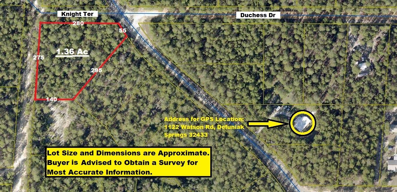 Great location for this 1.36 ac lightly wooded and level lot in growing Mossy Head area of Defuniak Springs! Primary access to lot is off paved road. Additional dirt road access on North and West boundaries. If you're looking a nice location to build your dream home or set up a manufactured home, look no further! This lot is located within 10 minutes to Blackstone Golf Course. Also 10 minutes to I-10 in Mossy Head (Hwy 285) for a quick commute to downtown Defuniak Springs, Crestview, Niceville, Eglin AFB. No utilities currently on property, but power is available down Watson Rd; Well & septic tank would be required.