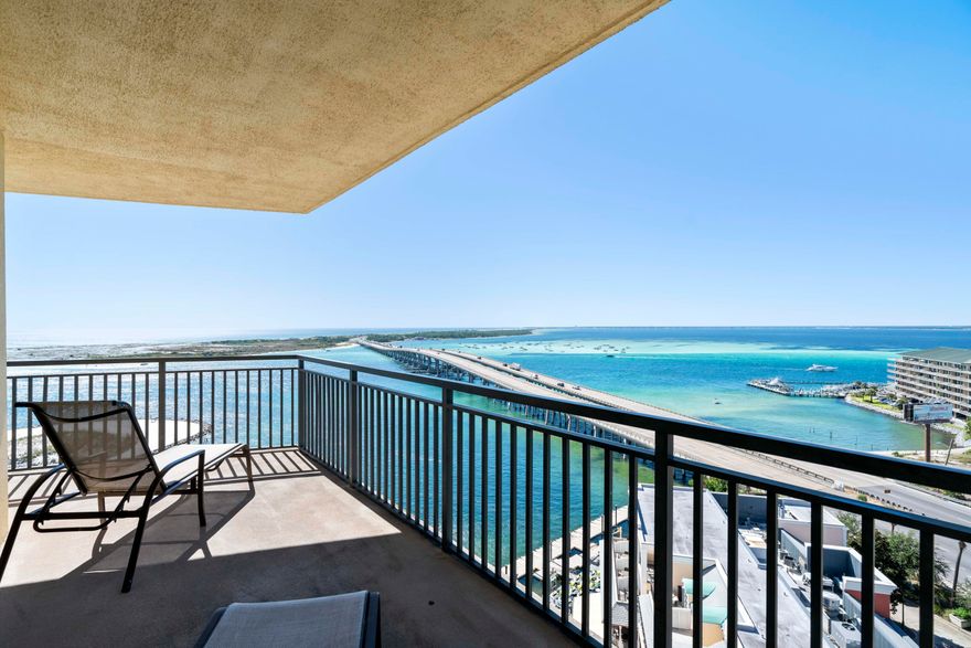 The views in this prime rental opportunity and vacation spot for your family and friends is second to none! Come check out this fully updated 4 bed/4 bath condo that offers over $112,000 in annual investment income! With views of the Gulf of Mexico, East Pass, the Harbor, AND Crab Island, you'll be in a true vacationer's paradise! The amenities within Emerald Grande include, but not limited to, onsite restaurants, spas, lounges, luxurious pool, valet parking, and much more... not to mention the shops and dining attached at the Harbor Walk! Come check out this fully furnished beauty!