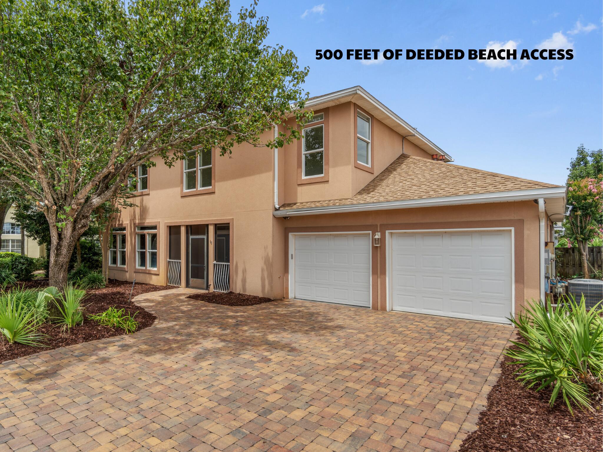 Welcome to 60 Sagris Cove in Avalon Beach Estates, a sought-after Gulf-front community with 500' of private gated beach access, seasonally heated pool, tennis, and pickleball courts. Never rented, this custom-built home with almost 2900 square feet boasts 3 bedrooms PLUS 2 oversized flex rooms -- one upstairs and one downstairs, ideal for guests or multi-use space. Features include transom windows, crown molding, chef's kitchen, whole-home generator, spacious primary ensuite. Many recent updates for 2025: BRAND NEW paint, LVP floors, water heater, and refrigerator. Roof (2022), *two* HVAC units (2016), paid-off solar panels. Screened front and back porch, privacy-fenced yard on a cul-de-sac in Flood Zone X. STR allowed. No thru traffic to 98. Your blank canvas on the beach awaits!