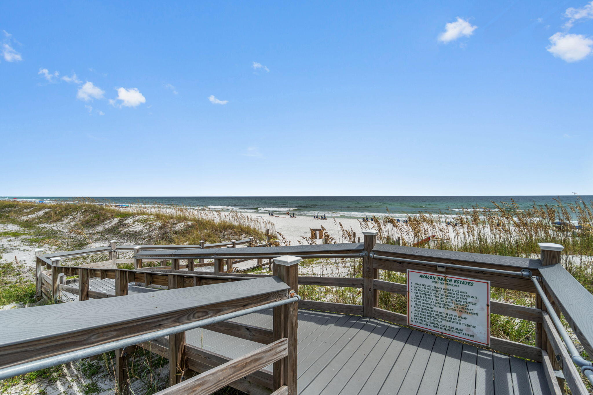 Welcome to 60 Sagris Cove in Avalon Beach Estates, a sought-after Gulf-front community with 500' of private gated beach access, seasonally heated pool, tennis, and pickleball courts. Never rented, this custom-built home with almost 2900 square feet boasts 3 bedrooms PLUS 2 oversized flex rooms -- one upstairs and one downstairs, ideal for guests or multi-use space. Features include transom windows, crown molding, chef's kitchen, whole-home generator, spacious primary ensuite. Many recent updates for 2025: BRAND NEW paint, LVP floors, water heater, and refrigerator. Roof (2022), *two* HVAC units (2016), paid-off solar panels. Screened front and back porch, privacy-fenced yard on a cul-de-sac in Flood Zone X. STR allowed. No thru traffic to 98. Your blank canvas on the beach awaits!