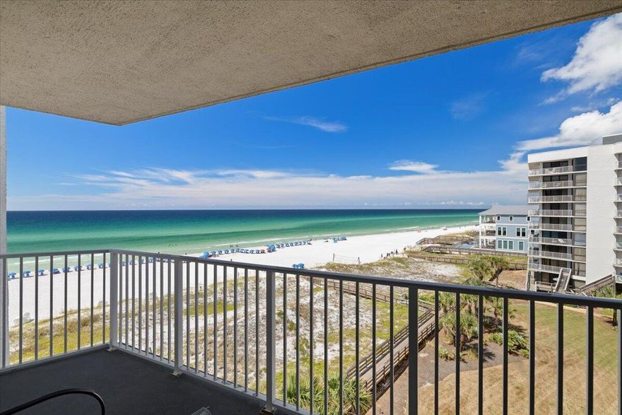 THIS IS A MUST SEE IN PERSON!! ONLY ONE OWNER!! Located in a beautiful, gated community in Miramar Beach, this newly renovated 2 bedroom, 2 bathroom condominium is an incredible find. With a spacious 1200 square foot layout, this unit is perfect whether you're looking for a permanent residence or a lucrative investment opportunity.Entering the condo, you'll find a gorgeous kitchen, complete with granite countertops, tiled backsplash, stainless steel appliances, and a full-sized washer and dryer hidden behind folding doors. Whether making a home cooked meal or enjoying take-out, you and your guests will have ample space to prep and lay out a feast, and the bar height countertop offers additional seating. The kitchen opens to a dining area with an attractive light feature and a unique wooden, zinc-topped dining table and chairs for six. In the living area, you'll notice the breathtaking view of sugar white sand and emerald water of the Gulf through the floor to ceiling window and sliding glass doors. More than just for enjoying the view, the living room provides additional sleeping space! The love seat opens into a double bed, and the ottoman unfolds into a twin sleeper.
The primary bedroom is simply luxurious. Oversized sliding glass doors provide more light and magnificent scenery, as well as access to a private balcony. The neutral tones of the king sized bed and lovely furniture give a resort feel to the room, and the double vanity in the ensuite allows plenty of space to clean up after a day on the beach or to get ready for a night on the town. The granite counter tops and impeccably tiled shower add to the elegance.
Finally, the secondary bedroom presents a queen sized bed and plenty of room for your guests, and the second bathroom hosts a subway tiled shower/tub combo and a granite topped vanity with a stunning, refurbished 1930's porcelain sink.
Outside of the condo, you'll enjoy all the amenities that the community has to offer. Hop in the car or golf cart for a quick ride to Silver Sands Outlet Mall, golf courses, and more restaurants than you could ever eat in! With private beach access, a pool, tennis courts, shuffleboard, outdoor grills, and a workout room, the resort caters to everyone's needs. Welcome to Mainsail . . . your home away from home!
