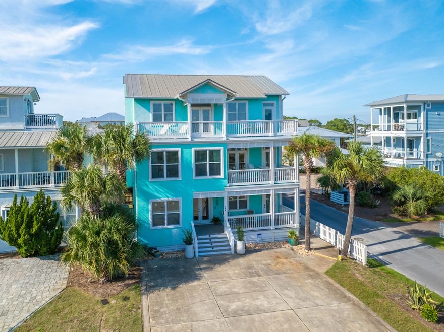 Buyer should verify square footage as there was an addition to the 1st and 2nd floors This fun and funky beach house has gorgeous views of The Gulf and Eastern lake that you can't find anywhere else!  It is just steps away from the best beach access and the white sands of 30A. A perfect place to call home and make memories with your loved ones or an amazing rental with parking for up to 6 vehicles. 