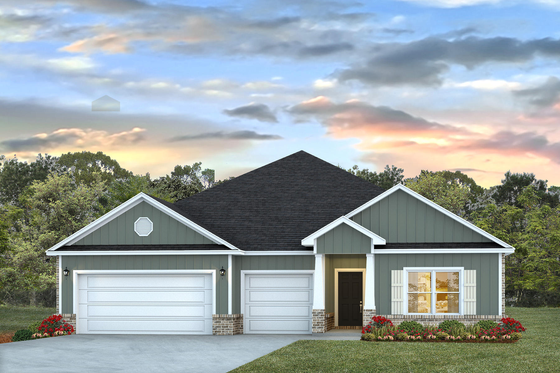 FABULOUS upscale new construction going up now in Plantation Woods Community, an East Milton convenient location. The stunning Camden plan is a 4 bed, 3.5 bath home with a '3-car garage', exquisitely designed to appeal to families with amazing amenities. You and your guests will be impressed by the attention to detail and endless features which include gorgeous countertops, tray ceilings, stainless steel appliances, and a modern contemporary sought after open floor plan. This home offers a separate suite which includes a bedroom, full bath, walk-in closet, and a 2nd living room/Study/Studio. Eye catching wood-look flooring and ''Smart Home'' connected with several Smart Home Devices you will enjoy. Also, included is Fabric Hurricane window & door protection & more. Striking curb appeal.