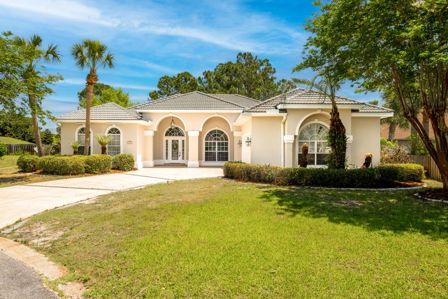 Welcome to paradise! Beautiful move-in ready home nestled on a quiet cul de sac in the desirable Baywinds Golf Estates of Destin! This large property features a curved driveway, two car garage, and large entry. Once inside you will be met by a spacious foyer, formal living room, and formal dining room with built-in shelving. Off the main space is an oversized office/den with built in cabinetry and desk space. Past the formal living area you will find a spacious family room which opens up to the kitchen, complete with an inviting fireplace and breakfast bar. Split bedroom layout for added privacy. HUGE master suite with walk in closet. Charming back yard area. Fresh paint, new stainless steel appliances, and new carpet throughout. Don't wait, this one won't last long!