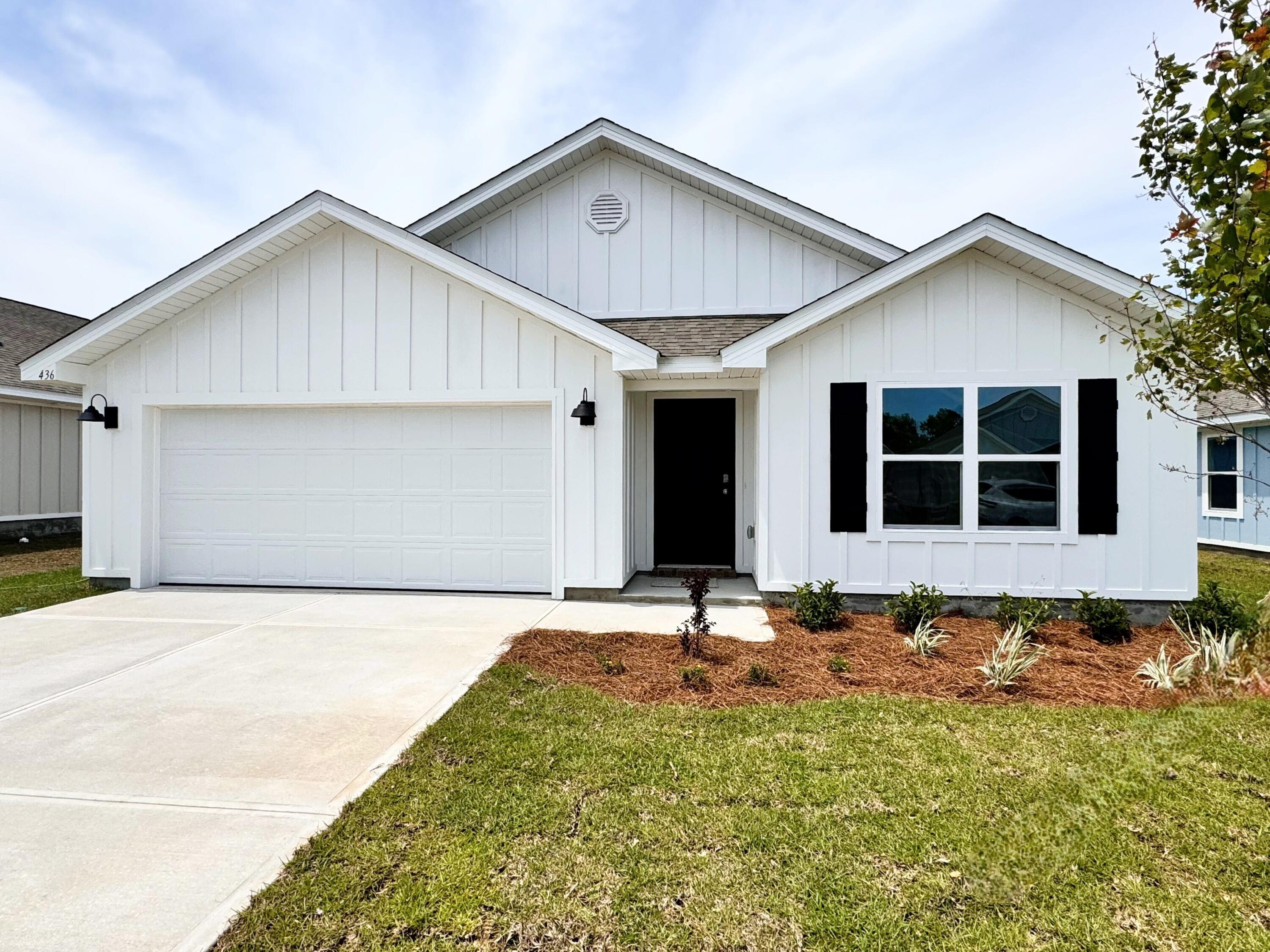 NEW CONSTRUCTION in Shoal River Landing with a community pool & cabana. This Cali model, one of our most popular models has a fabulous open design for relaxed living. 4 beds, 2 baths, covered patio, 2 car garage & the 'Smart Home Connect' System has a variety of convenient Smart Hm. Devices. Well-designed kitchen features stainless appliances, gorgeous granite, smooth-top range, built in microwave, quiet dishwasher, corner pantry, island bar, Eye catching wood look flooring & PLUSH carpet in the bedrooms. Bedroom 1 & adjoining bath has a lg. walk-in closet, double granite vanity sinks & lg. shower & extra storage. STYLISH curb appeal. Easy drive to the airport, military base, beaches at Ft. Walton, Destin & minutes from the popular 'Blackstone Golf Course'.