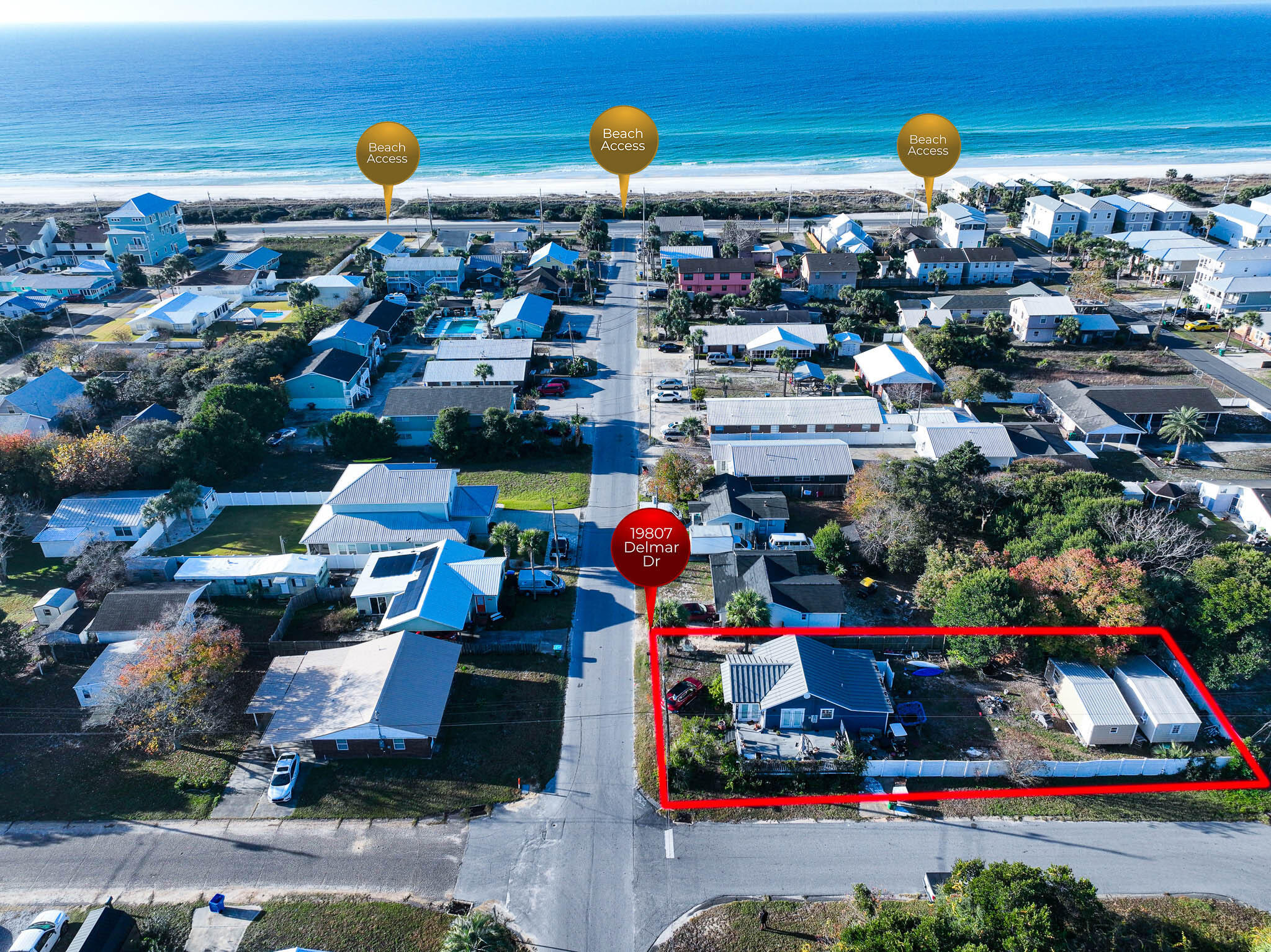 BACK ON MKT AT NO FAULT OF PROPERTY -Developers/Investors -This 7500 SF Corner lot (has a teardown on it currently) is zoned R2 which means you can build your dream home, a duplex or 2 single families on it. Located in the sought after West End of PCB, the Laguna Beach neighborhood offers NO HOA and allows short term rentals.This stellar location is at the end of Block 1 off of the gorgeous Gulf. The proximity to the shimmering waters are just a quick walk away with conveniently located beach access.Laguna Beach has reserved beach in front of the Carousel & Thomas Donuts offering it's residents an unobstructed view of stunning sunsets. Property is being sold for Lot Value.Sewer access is across the street on Delmar.
