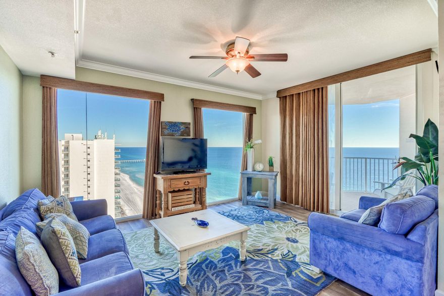 MILLION DOLLAR VIEWS for under $300,000! Tidewater 2218 will not last long! This floor plan rarely comes available and is unlike any other floor plan that you will find in Panama City Beach. These condos are proven rental producers and offer a unique perspective on Panama City Beach with great views of the BEACH, Pier Park, City Pier, Aaron Bessant Park and Frank Brown Park. Tidewater 2218 comes with a storage unit outside on the same floor and close by. This unit has been upgraded with luxury vinyl flooring, stainless appliances and new decor.Tidewater Beach Resort offers one of the best locations in town with close proximity to Pier Park Mall, Frank Brown Park, and the International Airport (ECP)! You can't go wrong with Tidewater amenities including 2 outdoor gulf front pools, 1 indoor