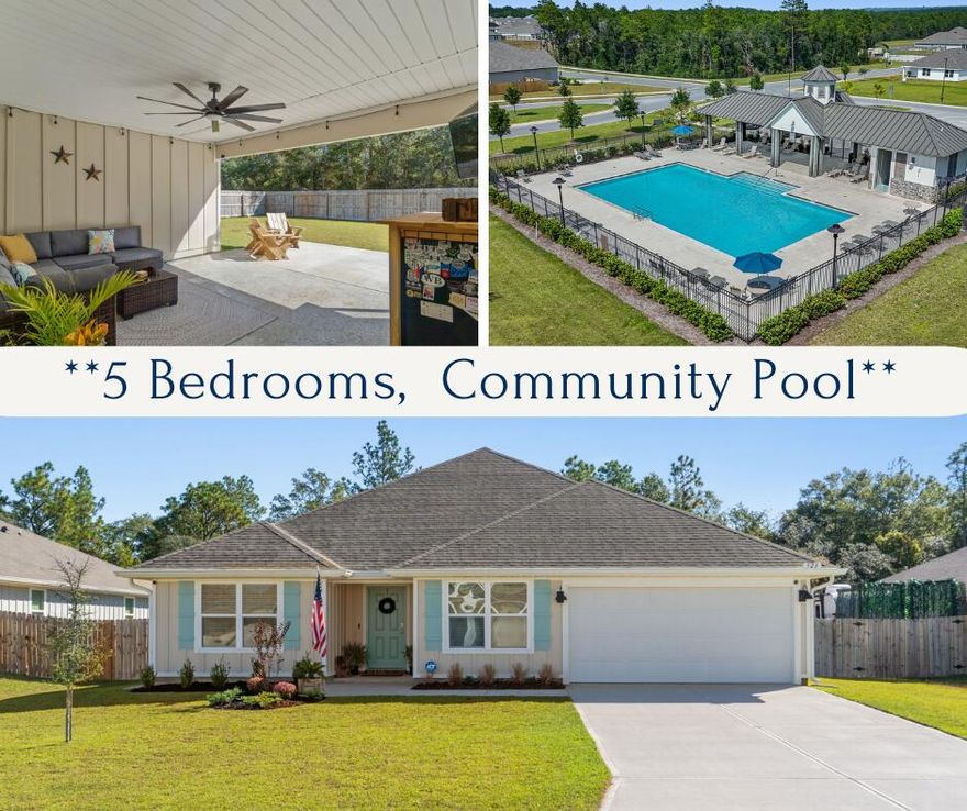✨ OPEN HOUSE SATURDAY ONLY | 2-4PM✨ S Crestview home is all about lifestyle! Picture sidewalk-lined streets, schools within walking distance, evening bike rides through the neighborhood, and a community pool to enjoy: the Florida dream. 5 bedroom home w/over 2,500 sq ft is move-in ready & loaded w/space where it counts. Inside, the thoughtful layout offers 3 full bathrooms so mornings run more smoothly for everyone.The open living areas make it easy to gather, entertain, or just spread out. Step outside to the extended back patio overlooking peaceful greenspace, giving you extra privacy & a premium backyard setting that feels more open than most in the neighborhood. Even better, the community pool is just a short walk away-all the fun of a pool without the maintenance. Easy commute, 7SFG!
