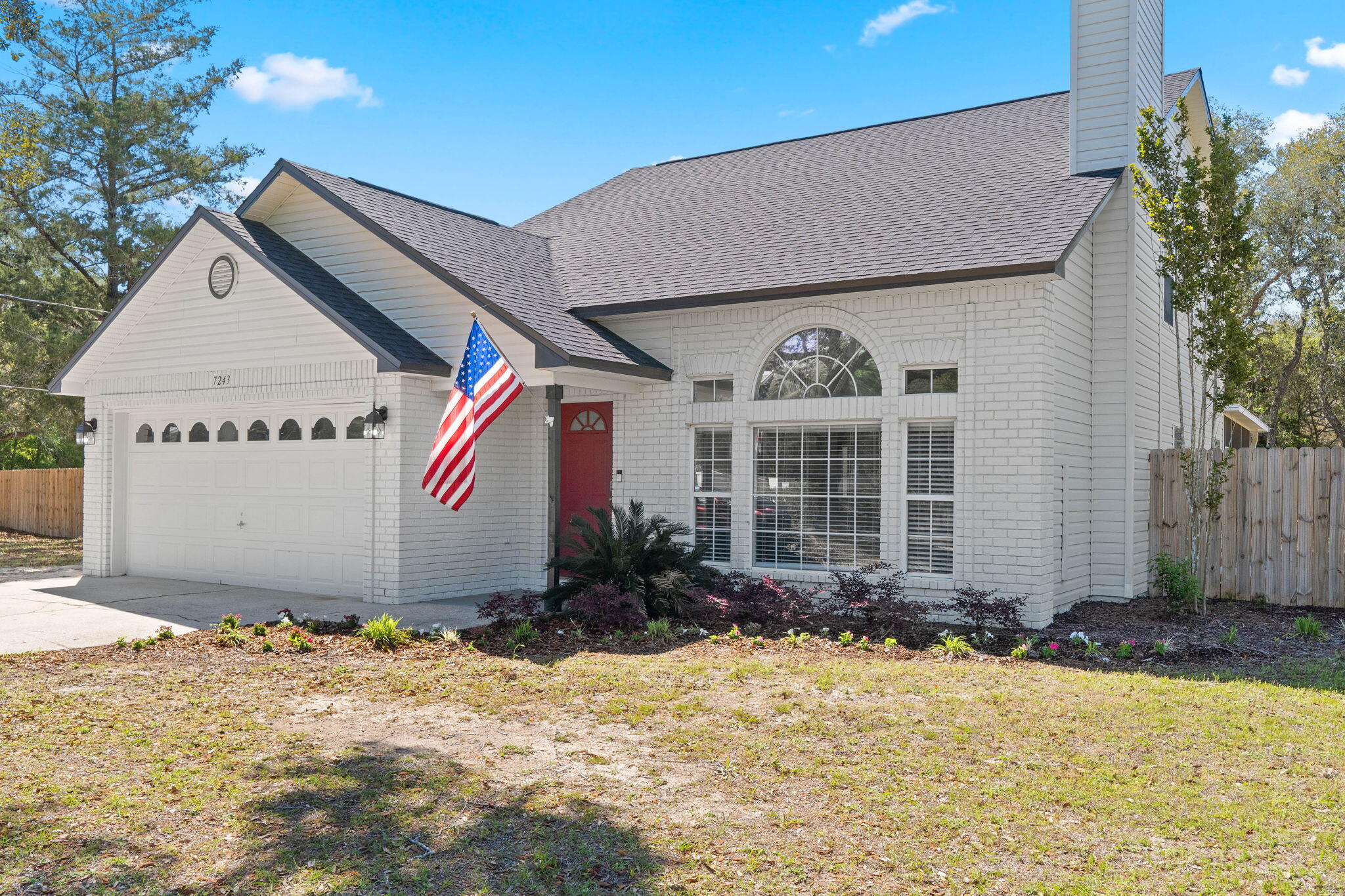 Welcome to your completely remodeled well-appointed home in Navarre, Florida! This 4 bedroom, 2.5 bathroom home has plenty of space indoors, and outdoors on a 3/4 acre lot without the restrictions of an HOA! You'll enjoy a screened back porch, additional backyard patio on the side of the home, and a fully fenced backyard. If curious about the mechanical elements of the home, fear not, as the roof, HVAC, and water heater were all replaced in 2022! Esthetically, you'll love setting your eyes on the high vaulted ceiling, stainless steel appliances, new lights and flooring, and granite countertops! As an added bonus, it's exciting to share that the primary suite is located on the first floor of this two story home!