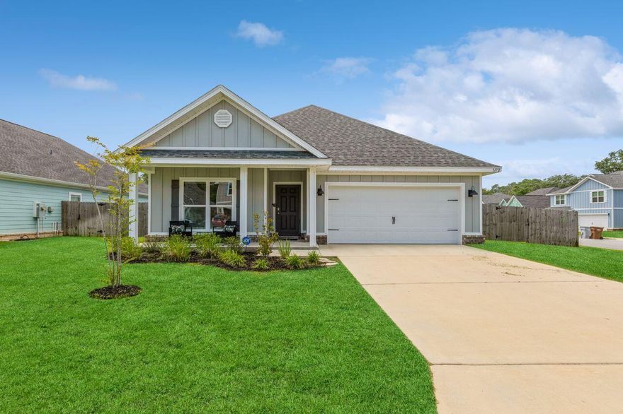 Welcome home to highly sought-after Heritage Oaks of Navarre! Come experience this beautifully designedcraftsman-style home on a spacious fenced-in corner lot which features the convenient four bedroom, two bathroomsplit foorplan perfect for hosting gatherings. The kitchen features beautiful salt/pepper granite countertops, includinga large center island with a double undermount sink, a walk-in pantry, and stainless steel appliances. The primary bedroom displays a tall trayedceiling and recessed lights. The primary bath features a double vanity, water closet , large garden soaker tub and separate stand alone shower. It also hosts an walk in closet with plenty of space. This desirable community resides minutes from Navarre Beach and Hurlburt Field.