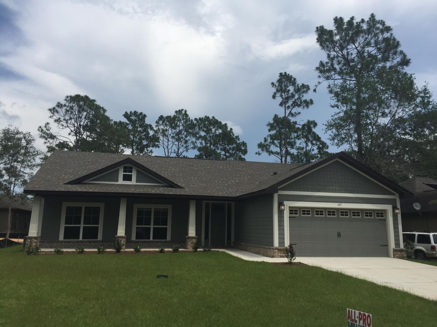 Presale - 4 Bedroom/2 Bath Craftsman style home in great location at The Canopies. Only 5 minutes from Freeport Publix and 15 minutes to beaches! Hardiboard siding with brick accents, covered front porch, two car garage. Interior of home is split bedroom style, 9' ceilings, 8' entry doors and feature durable vinyl plank flooring, beaded cabinets, stainless appliances and more. 1,2 and 10 year builder warranties! Seller pays closing costs (except prepaids) with approved lender. Seller pays $500 new buyer fee too! Community pool available for all owners to enjoy! Only $360/year Association fee.