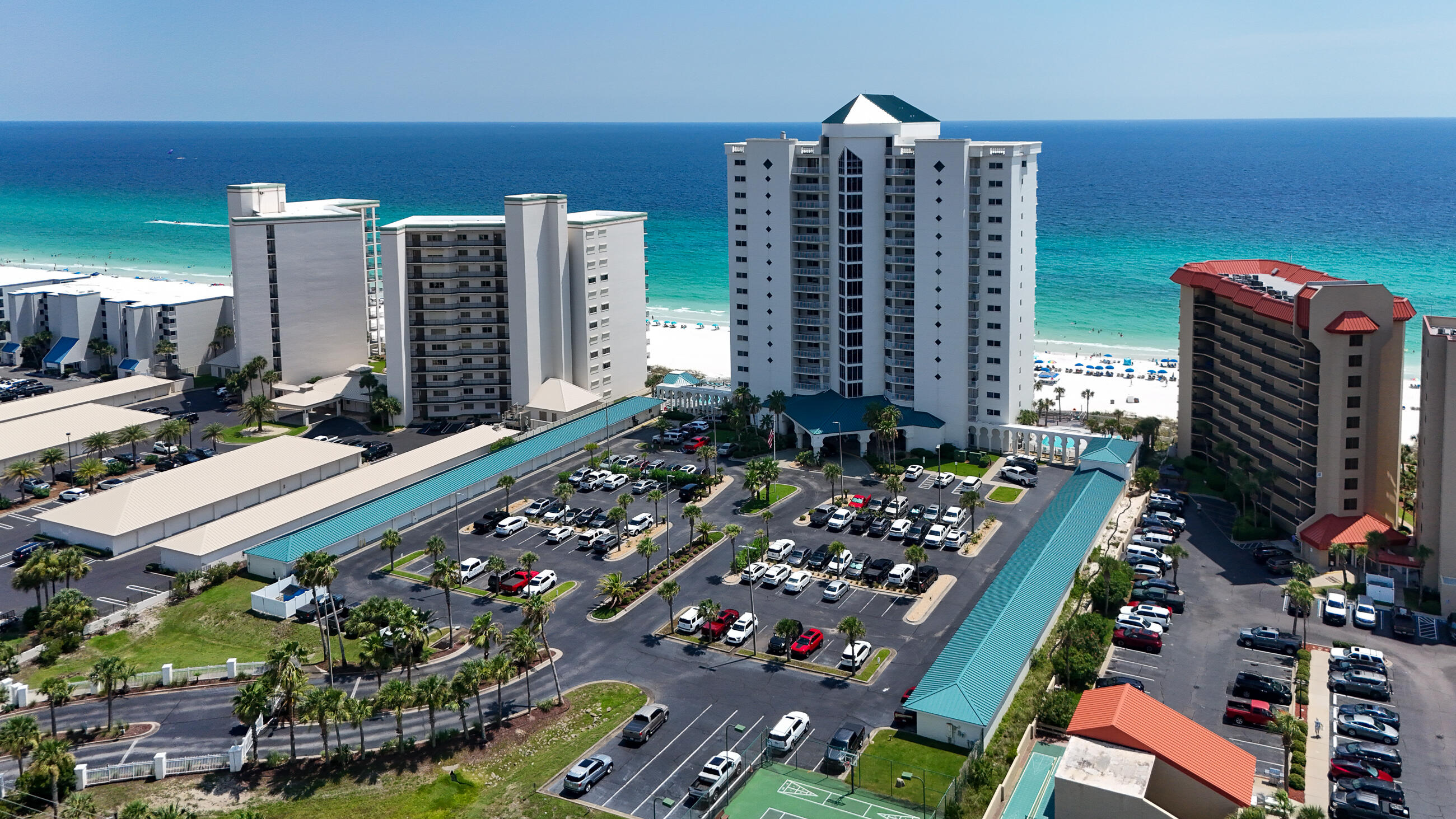 2BR/2BA WEST END CONDO IN BEAUTIFUL PRINCESS. THE BEST SUNSET VIEWS!!! VA APPROVED FINANCING AVAILABLE. UNOBSTRUCTED VIEWS down the World's Most Beautiful White Sand Beaches & Emerald Coastline. Gulf Front Master Suite and Master Bath has a renovated shower plus a large jetted jacuzzi tub and walk in closet. 2nd Bath has a renovated shower as well. Sleeps 8. Unit has crown molding, granite counter tops, custom cabinets, wet bar, tastefully furnished with beachy decor and your own laundry room. Princess sits back further from Thomas Dr for a quiet, tropical vacation or just simply living there. Gated Community, 4 SECURITY CODE high speed elevators. Two outside pools/1 Indoor, Hot tub, Fitness & Game Rooms, Rental office & Tennis court. By great restaurants and entertainment.