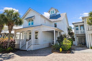 Seagrove Bliss-South of 30A! Nestled on a private culdesac in the pristine Cottages of Eastern Lake neighborhood, this enchanting 4/4.5 plus 4 twin bed bunk room is your perfect beach paradise with upgrades galore. Gas lanterns light the entrance to this home, adorned with hand scraped hardwoods throughout, marble & quartz countertops in each en-suite bathroom, shiplap, designer lighting, bamboo lined blinds and other modern conveniences to elevate your vacation lifestyle. The open-concept floor plan seamlessly connects the living, dining, and gourmet kitchen areas, perfect for entertaining. The gas log fireplace adds charm to the main level. Indulge in the gourmet chef's kitchen Indulge in the gourmet chef's kitchen, featuring farmhouse sink, high-end appliances including Wolf 4 burner range with grill, built in ice-maker, pot filler, fabulous island and plenty of storage. Embrace outdoor living on one of the three covered decks. The deck right off the kitchen offers privacy shutters and is perfect for your morning coffee. The tiled back porch has a permanent gas line for grill or seafood boil pot! A generously-sized guest bedroom with en-suite bath completes the main floor. Additional storage room is hidden under stairs.
Second floor boasts the luxurious private owner's wing which opens to a covered deck. The owner's bath features a soaking tub, large shower, two vanities and luxurious finishes. Dual closets connected by an additional dressing vanity completes the owner's suite. The second floor also offers two additional bedrooms with en-suite baths and a 4 twin bed bunk room for extra guests or little ones. The laundry room completes the second level with excessive cabinetry that can be used as owners' closets.
A private outdoor shower allows for easy post-beach cleanup. Store all your beach gear and bicycles in the attached carport and spacious storage area.
Enjoy quick access to the Gulf, with a short walk from your doorstep to 2 public beach areas, Deer Lake park plus a nearby boat ramp
Call or text today to schedule a private viewing and make this dream house your reality.