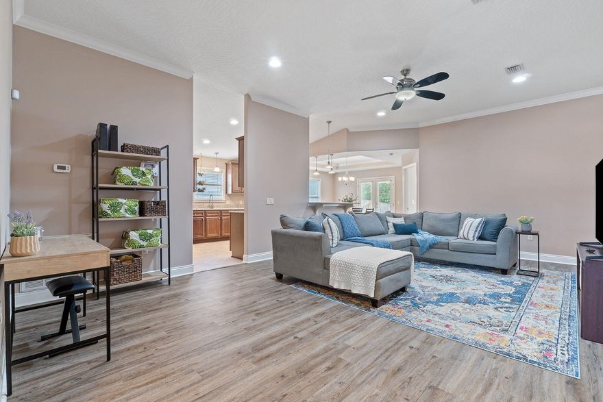 Navarre Craftman Home -- Priced to Sell & Packed with ValueWelcome to 2585 Hartman Drive, a home you truly don't want to miss. Tucked quietly on the north side of town, this home is in a peaceful one-way-in, one-way-out neighborhood--no traffic noise, just serenity. Whether you're headed to Hurlburt Field AFB, nearby schools, shopping, boat launches, or the beach, you'll love the convenience of this location.From the moment you arrive, the freshly repainted exterior, shaded front entrance, and landscape refresh make it clear this home has been well cared for. Inside, you're greeted with neutral tones, newer luxury vinyl plank flooring, and tall ceilings that make the already spacious layout feel even larger. The split floor plan ensures privacy, while the semi-open kitchen keeps you connected to the living and dining areas. All appliances convey, making move-in a breeze. The oversized dining room is perfect for hosting, with access to a fully fenced backyard that backs up to a wooded preserveno rear neighbors, just peaceful views and natural light streaming in.

And here's where this listing stands far above the competition:

Other homes in the area are priced $10,000 to $15,000 higher without the updates, layout, or thoughtful care this one offers. The sellers are including a brand-new architectural shingle roof at their expense prior to closing, giving you low-cost insurance and long-term peace of mind.

While the fence is being sold as-is (and priced accordingly), the rest of the home offers a turnkey experiencedeep cleaned, lightly updated, and truly move-in ready.

With updated lighting, a double car garage, Craftsman curb appeal, and Hardie Board siding with stone veneer accents, this home is priced to sell for a faster, smoother, and less stressful closingper the seller's request.

Don't miss your chance to own this Navarre gem at an unbeatable value.
