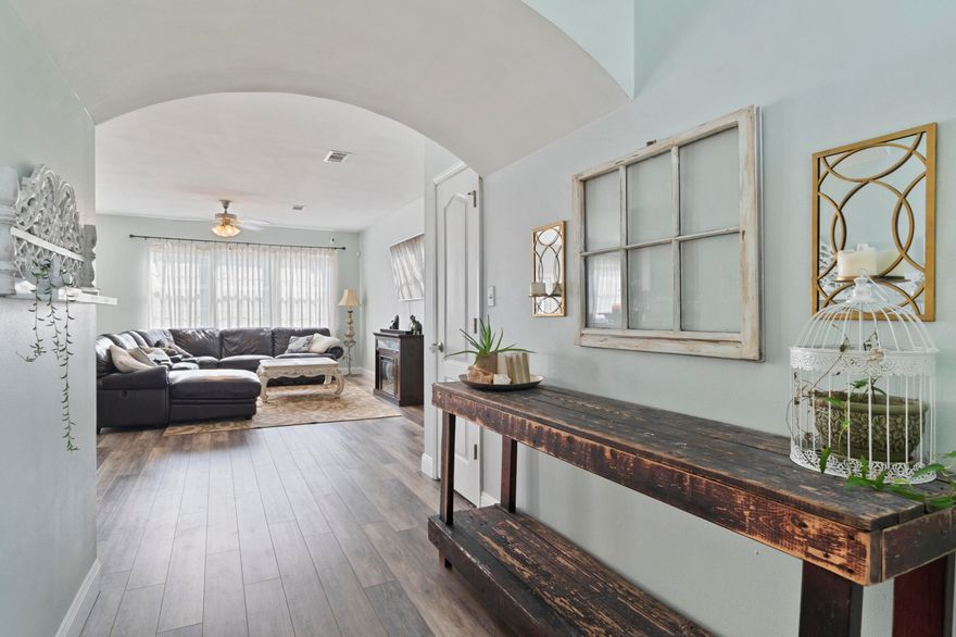 Turn key ready home now available in South Crestview! Located south of I-10; convenient to bases, beaches, shopping and more! This 4 bedroom, 2.5 home is situated on a large corner lot!Updates completed by seller include newly installed wood look vinyl plank flooring throughout lower level of home, new baseboards, freshly painted interior, farmhouse nickel finish light fixtures, updated master bathroom, Nest thermostat & more!Upon entry, you are greeted by a vaulted ceiling foyer which leads you straight into the heart of the home! Open concept of living and kitchen as well as a separate formal dining room area. Tons of natural light making the home feel light and bright! (continued) Spacious kitchen with breakfast nook, breakfast bar, granite counters, tile backsplash, single well sink, maple cabinets, pantry & stainless-steel appliances. Half bath conveniently located down stairs!
Upstairs master bedroom has a large walk-in closet. Master bath features a double vanity, soaking tub, separate tiled shower & private water closet. Additional 3 spacious bedrooms all boast tons of natural light! Laundry room is conveniently located upstairs as well.
Fully fenced backyard features a large cement patio with jasmine covered gazebo. There are also various trees throughout which include peach, blueberry, apple, banana, tangerine, Carolina jasmine, roses, honey suckle & magnolia! 

Call today to schedule a private showing! Seller will provide a 1 year home warranty with American Home Shield! Audio/Video surveillance on property. Buyer to verify all information deemed important, including acreage and measurements.


