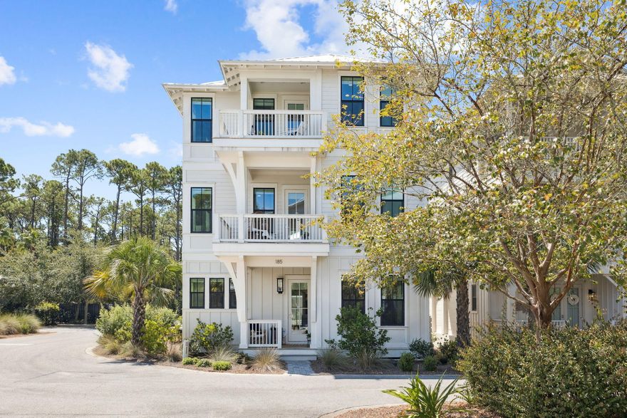 Welcome to 185 Redbud Lane, a stunning coastal retreat located in the gated community of Treetop Village, perfectly situated between Highway 98 and Scenic Highway 30A. Built in 2023 this home features over 3,200 square feet of thoughtfully designed living space and combines high-end finishes with the relaxed elegance of beachside living.Inside, you'll find a spacious open-concept floor plan ideal for both everyday living and entertaining. The gourmet kitchen boasts premium appliances, a large center island, and custom cabinetry, flowing seamlessly into the dining and living areas. Natural light fills the space, and designer details add a sophisticated, welcoming feel. The home offers four dedicated spacious bedrooms, each with en-suite or adjacent bathrooms, including a luxurious primary suite featuring a spa-inspired bath. A versatile bonus room with a Jack-and-Jill bathroom provides flexible space that can function as a fifth bedroom, bunk room, office, or playroom, making the home ideal for families, guests, or short-term rental use.

Nestled on a corner lot, just steps from the community pool and beach tram stop, this property also includes deeded beach access. Treetop Village is a private, gated community offering a peaceful atmosphere while being just minutes from Alys Beach, Rosemary Beach, and all the shopping, dining, and recreation that 30A is known for.

Whether you're searching for a full-time residence, a vacation getaway, or a high-performing investment property, 185 Redbud Lane delivers the perfect blend of style, comfort, and location. Schedule your private showing today and discover coastal living at its finest.