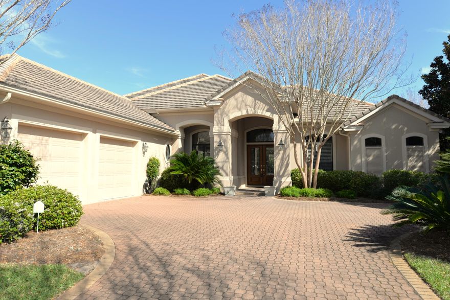 Understated elegance abounds in this lovely Kelly Plantation home. The house encompasses four bedrooms, an office, & three & a half baths. The master bedroom & a guest bedroom are conveniently located on the first floor. As you enter the foyer looking through the living room there is an awesome view of the sparkling pool with a continuously flowing waterfall, a spacious pool deck all enclosed by a lanai. The lot backs up to the 11th fairway of the Fred Couples golf course & the present owners have a mature hedge between the pool & the golf course for complete pool privacy. To the left of the entry is a beautiful formal dining room. The open floor plan features a spacious functional kitchen which flows seamlessly into the comfortable family room showcasing a gas fireplace surrounded