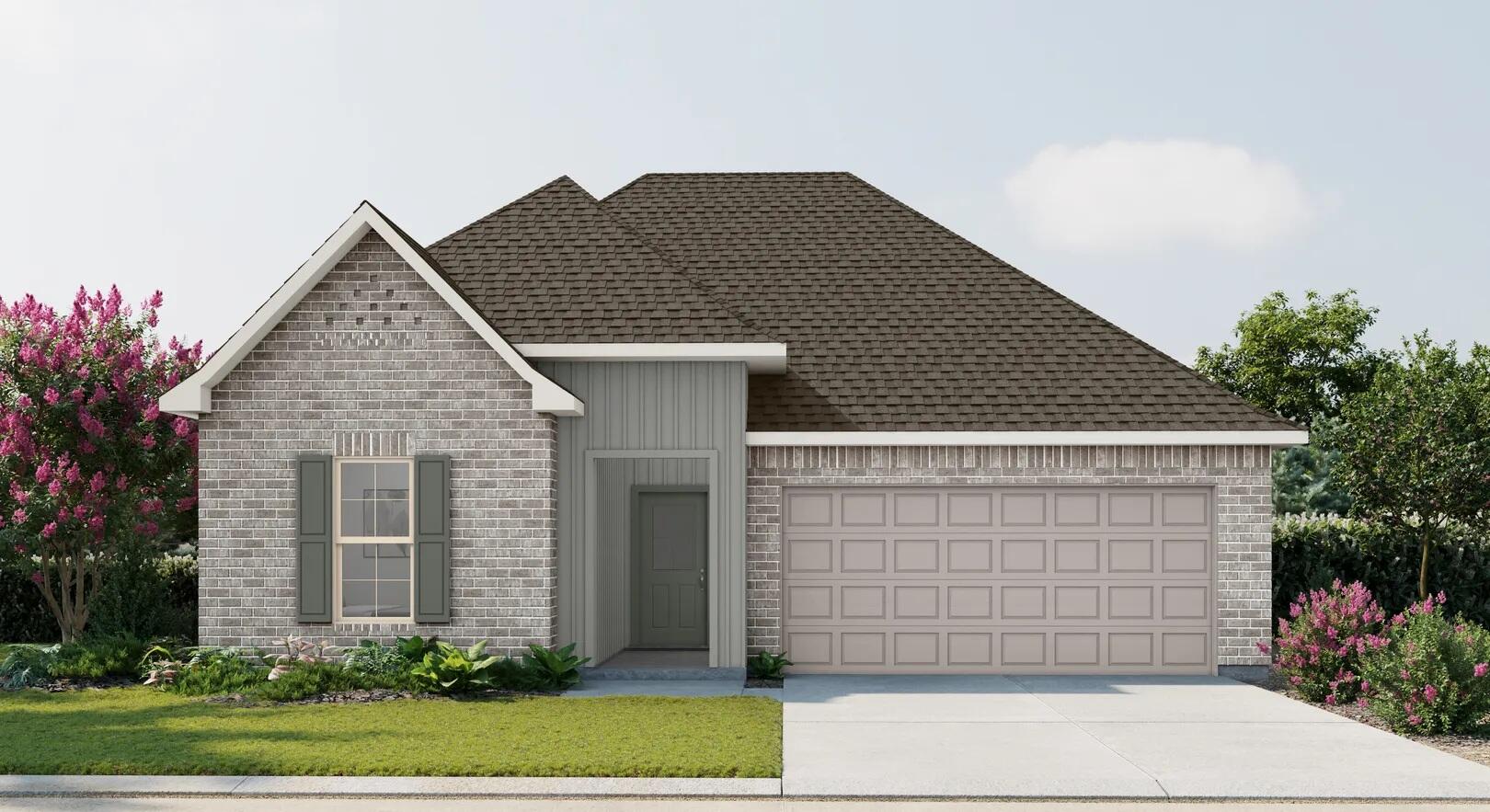 Awesome builder rate plus FREE refrigerator. Restrictions apply.The TRILLIUM IV G in Houston Place community offers a 3BR/2BA, open and split design. Upgrades added (list attached). Features: double vanity, garden tub, separate shower, and walk-in closet in master bath, kitchen island, walk-in pantry, boot bench in mudroom, covered porches, undermount sinks, LED lighting throughout, crown molding, framed mirrors in all baths, smoke and carbon monoxide detectors, landscaping, architectural 30-year shingles, flood lights, and more! Energy Efficient Features: water heater, electric kitchen appliance package, vinyl low E MI windows, and more! Energy Star Partner.