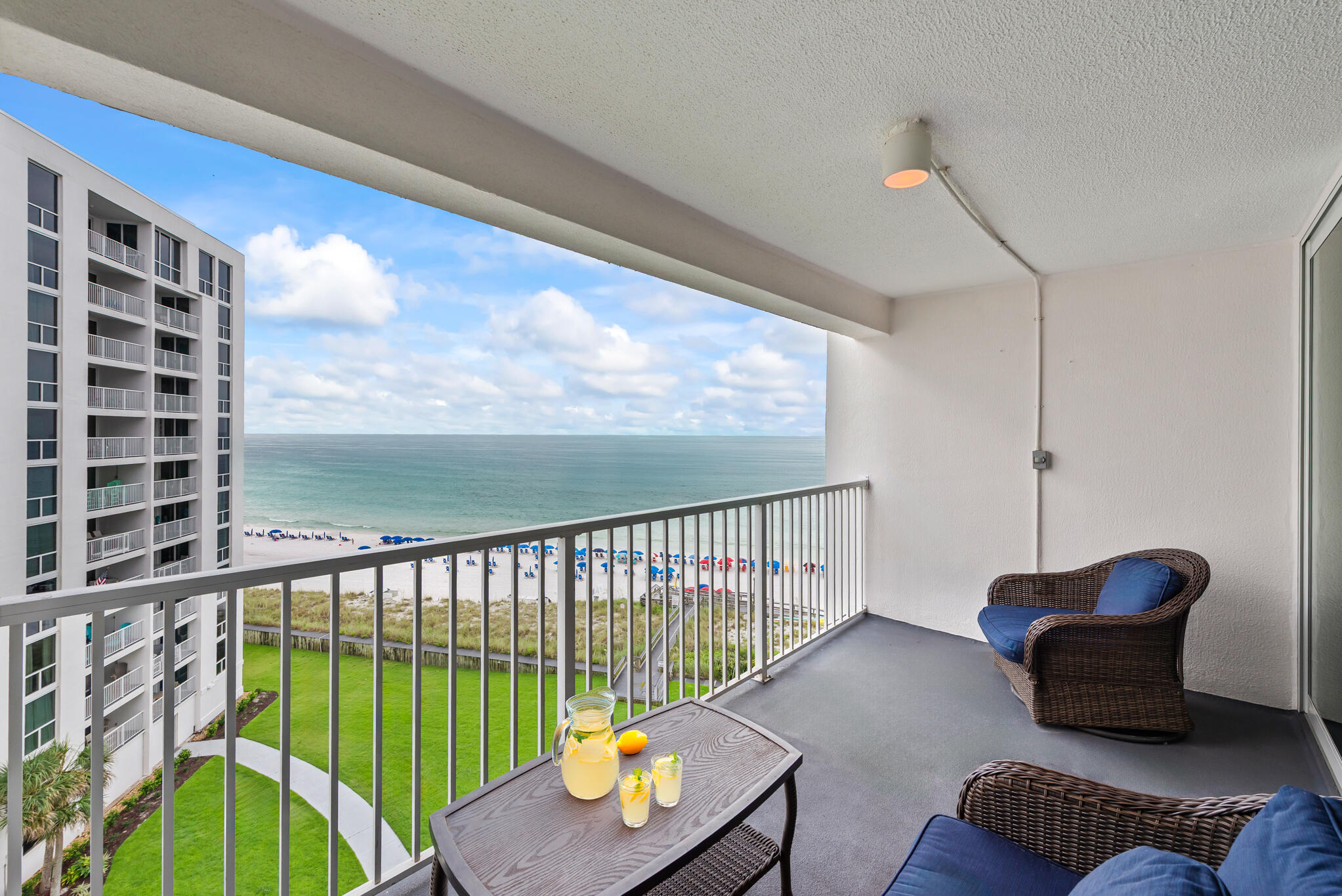 GULF VIEWS from the 8th floor of your Living room and Primary Bedroom! Fully furnished 2B/2Bath Condominium with several updates including paint, furniture, custom drapes, appliances, flooring and hot water heater. Shoreline Towers just completed a $25M Renovation including NEW sliding glass doors, balcony turtle lights, roofs, A/C, windows, 6 elevators, sealed and painted balcony floors and MUCH MORE! Enjoy beach service, on-site swimming pool, tennis/pickleball courts, sauna, fitness center and owner clubhouse! You are a short bicycle or golf cart ride to shopping, restaurants and O'Steen public beach access for amazing snorkeling, sunsets and soaking up the sun in the heart of Destin!