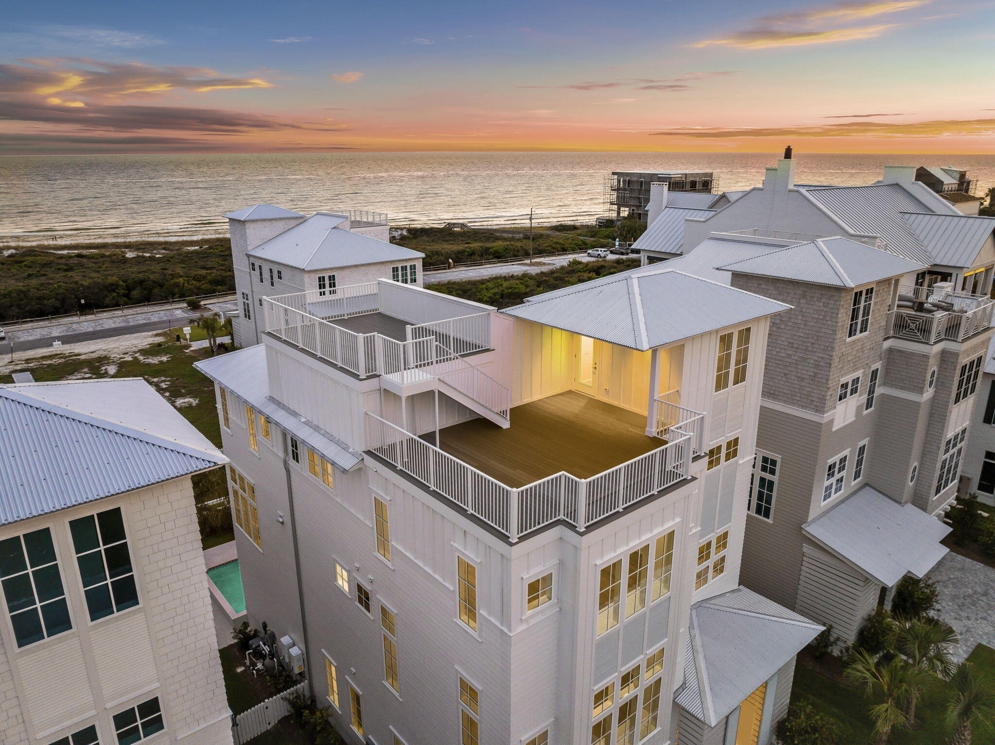 This is coastal luxury living at its finest in Inlet Beach. This custom home features breathtaking gulf views and an expansive open layout with elegant finishes and soaring ceilings bathed in natural light. The quality and attention to detail jump out at every obvious and subtle opportunity. The layout is ideal for any family or group gathering. Step outside to enjoy a private pool and a fully-equipped outdoor kitchen, perfect for seamless indoor-outdoor living. Moreover, the home offers easy access straight to the vast, soft sandy beach and emerald waters that make this destination what it is. Furnished photos are of the same floor plan, different home... please inquire for details.