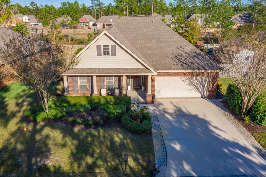 Fantastic 3 bed 2 bath (Bonaventure Floor Plan) in the family friendly neighborhood of Peach Creek in Point Washington. The house features: quartz countertops in the kitchen and bathrooms; upgraded lighting fixtures; tile in foyer, living room, kitchen, and bathrooms; carpet in bedrooms; high vaulted ceilings; large back porch; privacy fenced backyard; and professionally landscaped yard with sprinkler system on well.  The master suite features a large bedroom, walk-in closet and dual vanity with a separate soaking tub and stand-up shower. Large kitchen with tons of cabinet and counter space. The house also has a two-car garage. Close to all schools and the beaches of 30A.  Buyer to verify all measurements and pertinent information.