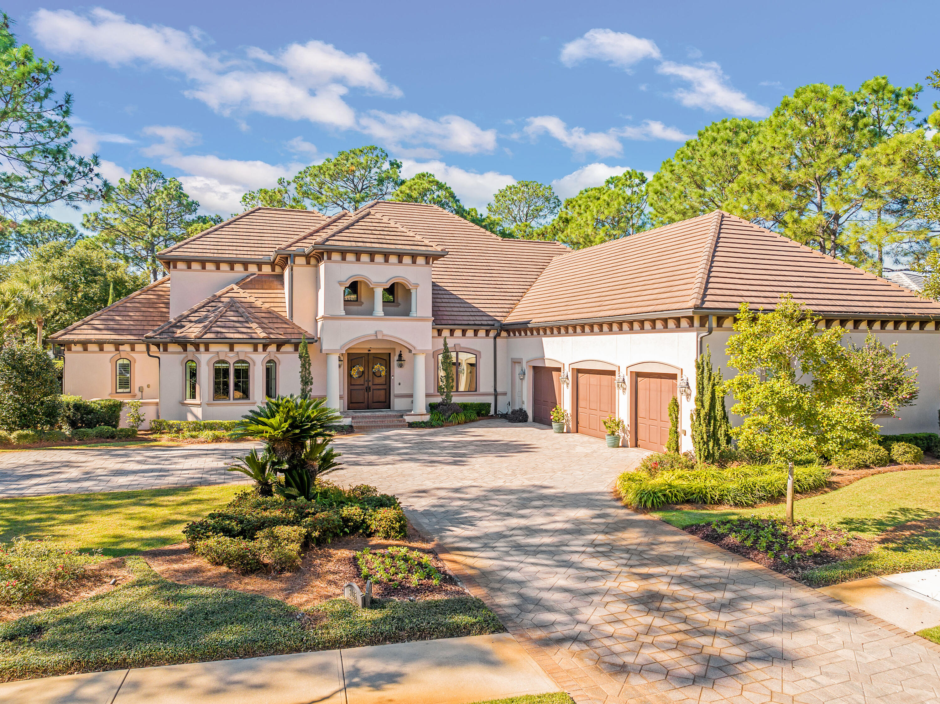 Located in the highly sought-after, privately gated community of Burnt Pine at Sandestin Resort, this custom-built Mediterranean-style estate offers a rare opportunity to own a home of exceptional quality. Completed in 2016, this two-story residence showcases the finest craftsmanship, with every detail carefully considered to create a perfect balance of luxury and practicality.  Key Features include a gourmet kitchen equipped with Sub-Zero and Wolf appliances, a spacious First-Floor Master Suite with separate his-and-her bathrooms; and High-End Finishes throughout featuring rich heartwood cabinetry and elegant porcelain flooring creating a cohesive and refined aesthetic.  The home boasts a private media room, two wet bars, an elevator, and a floor-to-attic cargo lift from the spacious three-car garage to the reinforced attic storage space.  Enjoy year-round relaxation with a heated pool and spa, set within beautifully landscaped grounds. A dedicated well for lawn sprinklers ensures lush, green lawns all year round. Call today to schedule your private showing of this luxurious home.

