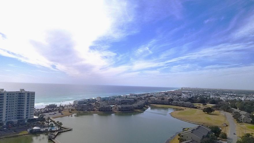 See These Gulf Views From Ariel Dunes II. Fully Furnished, and Rental Ready w/ Sweeping Emerald Water Views From The Balcony. What A View! Condo w/ Primary Bedroom & 2 Bathrooms. Nice Kitchen With Granite Counters & Breakfast Bar For Your New Place At The Beach. Unit Equipped With Built In Hallway Bunk Beds Combined With  Sleeper Sofa This Unit Sleeps 6 Comfortably. Stack Washer & Dryer Next To Bathrooms For Your Convenience. Comfortable Furnishings To Enjoy The View And Your Time At The Beach. Seascape Has 2000 Ft Of Gulf Beaches, Golf Course, Bike Paths, Pools, Pickle Ball, Tennis, Restaurants, Entertainment, & Shopping. Gated Access From Hwy 98 With Entertainment & Restaurants. South Side Scenic Gulf Dr Entrance Has Access To Gulf & More Restaurants! Come See This Unit Today!