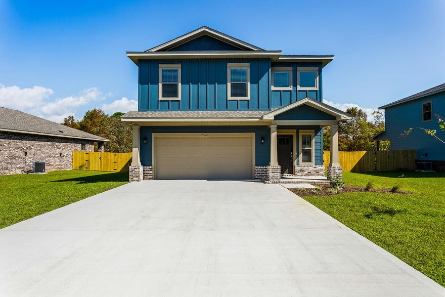 Exceptional new home, located in an X Flood Zone, with many upgrades throughout. Clad with the durability of cement fiber board, brick accents, and an architectural shingled roof. Sprinkler system and fenced backyard comes standard! Interior offers luxury vinyl plank flooring in the first-floor common areas, visually pleasing neutral tile in the baths and laundry room, and carpet in the bedrooms. Custom paint color is accented with a wide baseboard, beautiful crown molding, and a tray ceiling in the master bedroom. Stainless steel appliances including refrigerator, stunning shaker style cabinets, and granite throughout finish the home exquisitely.