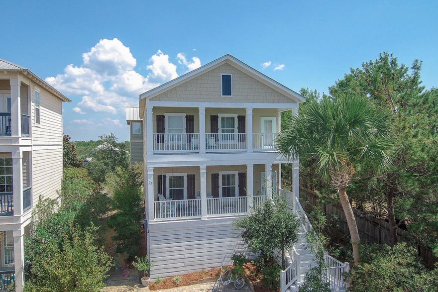 Welcome to Heidi Heights Drive where the elevation allows views of the Gulf and Neighborhood Rooftops. This precious beach cottage has been well loved and upgraded to add shiplap walls and ceilings, custom paint colors, hand scraped wood flooring, high end lighting, and beautiful furnishings. This home is truly TURN KEY. This one owner home is the ideal beach retreat and could be a wonderful full time, second home, or investment property. The gated community of the Village at Blue Mountain Beach puts you steps to the 83 Beach access and a quick trip to Publix and the local schools. Bike to Blue Mable, For the Health of It, or Sallys and COMING SOON a new Italian Restaurant right at the entrance of this community Home elevations allows for beach gear, paddle boards, etc to be stored under the home with easy access via a sliding barn door.