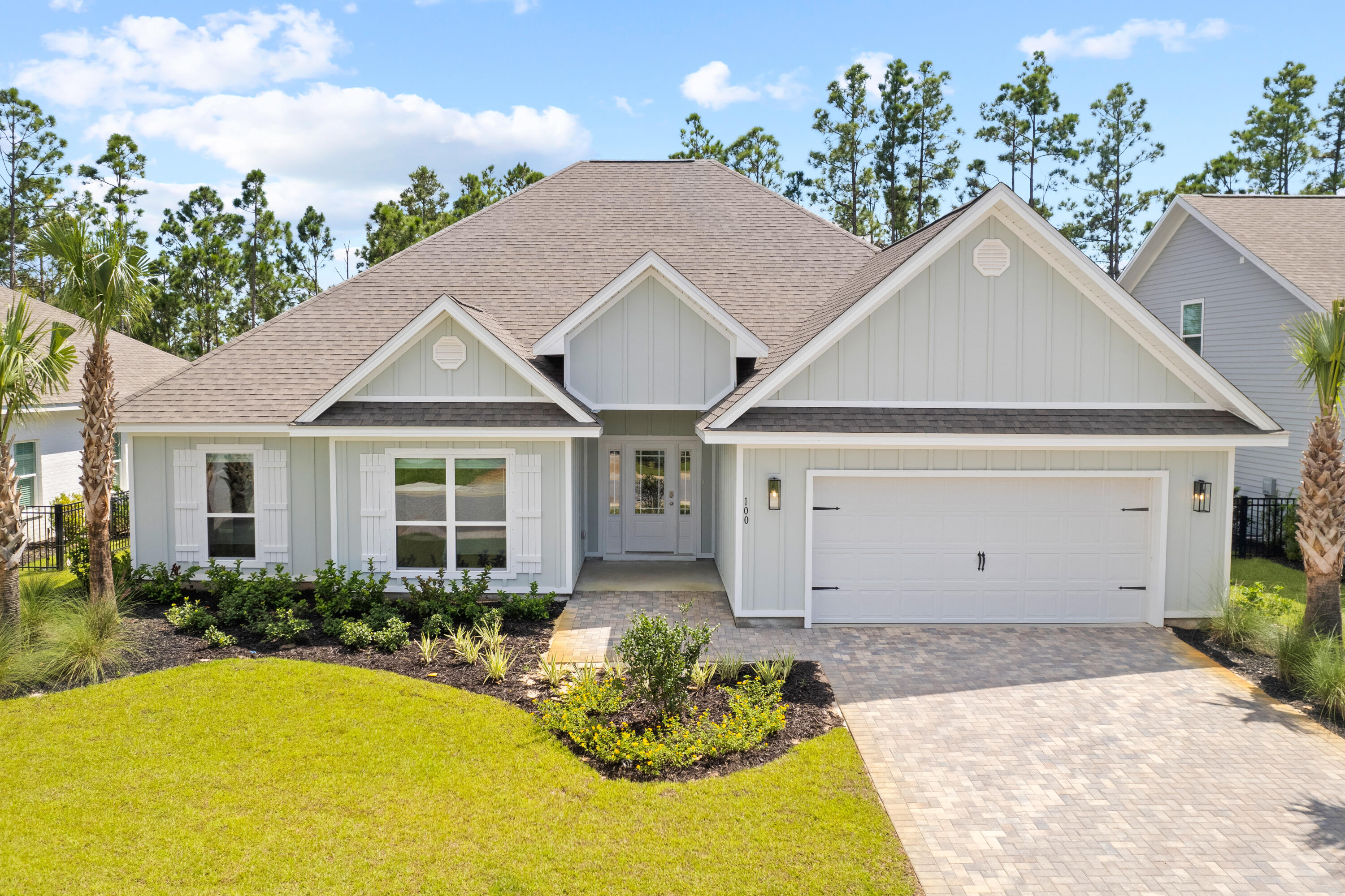 Welcome to Lakeview in beautiful Santa Rosa Beach! This beautiful 5 bed, 3 bath home is the Kaden plan. Located just minutes from 30A, full of shopping, dining, and the beaches of South Walton. This home features elegant 9' ceilings, granite countertops, shaker style cabinetry, EVP flooring throughout.  Tray ceilings with crown molding is located in the foyer, dining room, family room, and bedroom  The master en-suite  is situated off the family room and is complete with a spacious walk-in closets, a large master bath with dual sink and  a separate tile shower.